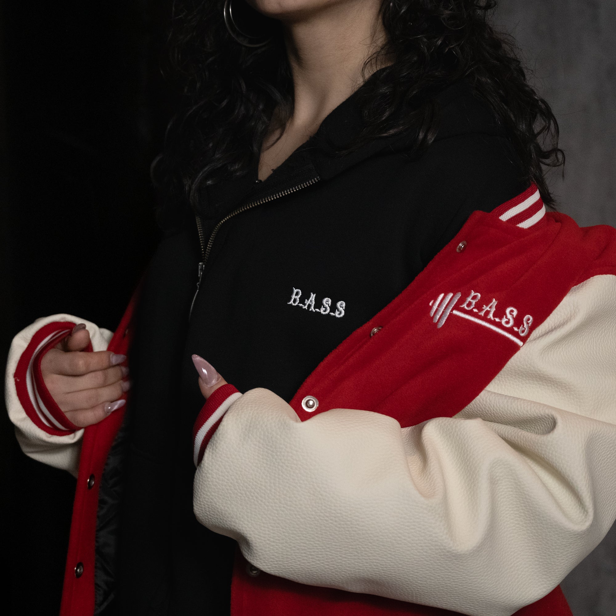 BASS Oversize Kırmızı Bomber Kolej Ceket