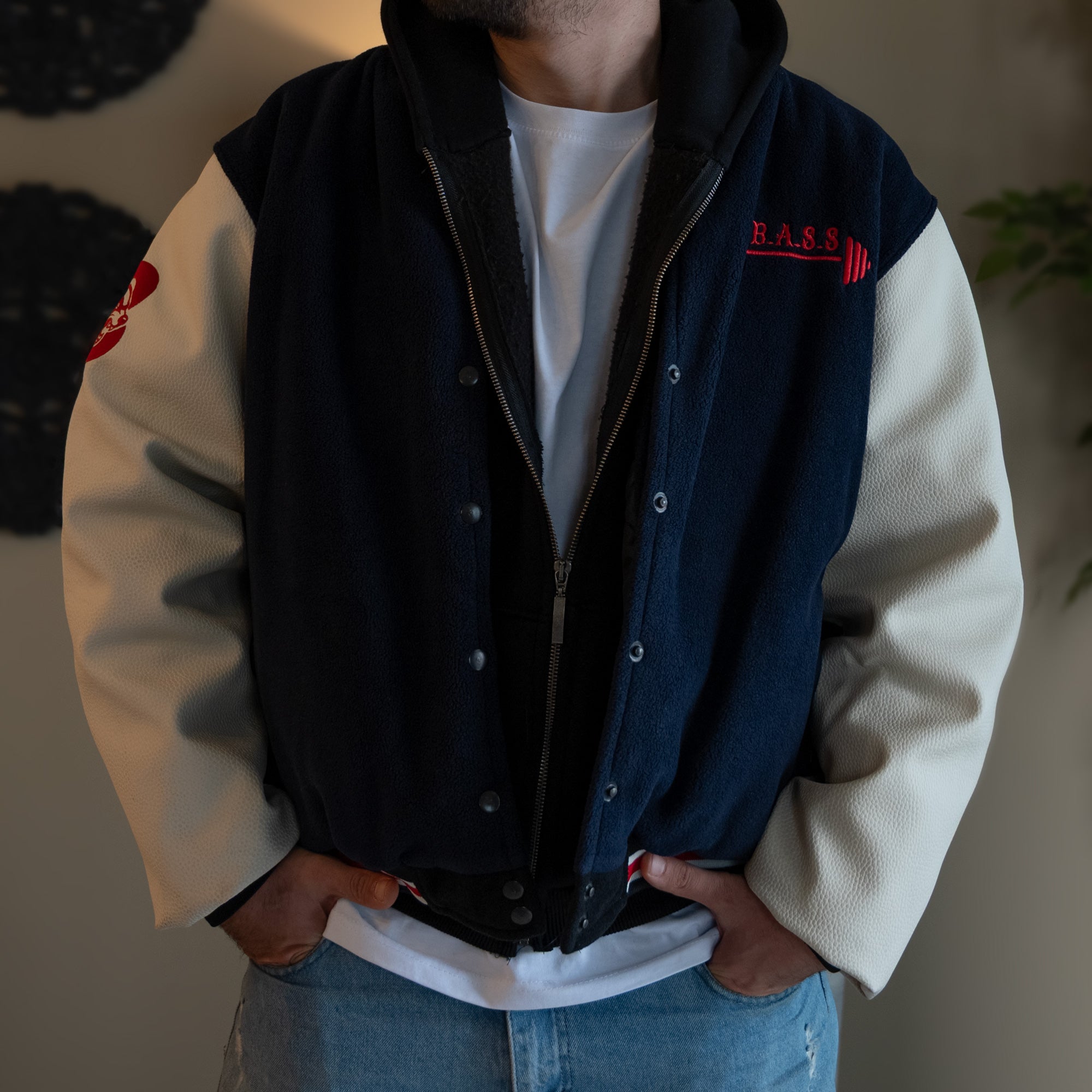 BASS Oversize Lacivert Bomber Kolej Ceket