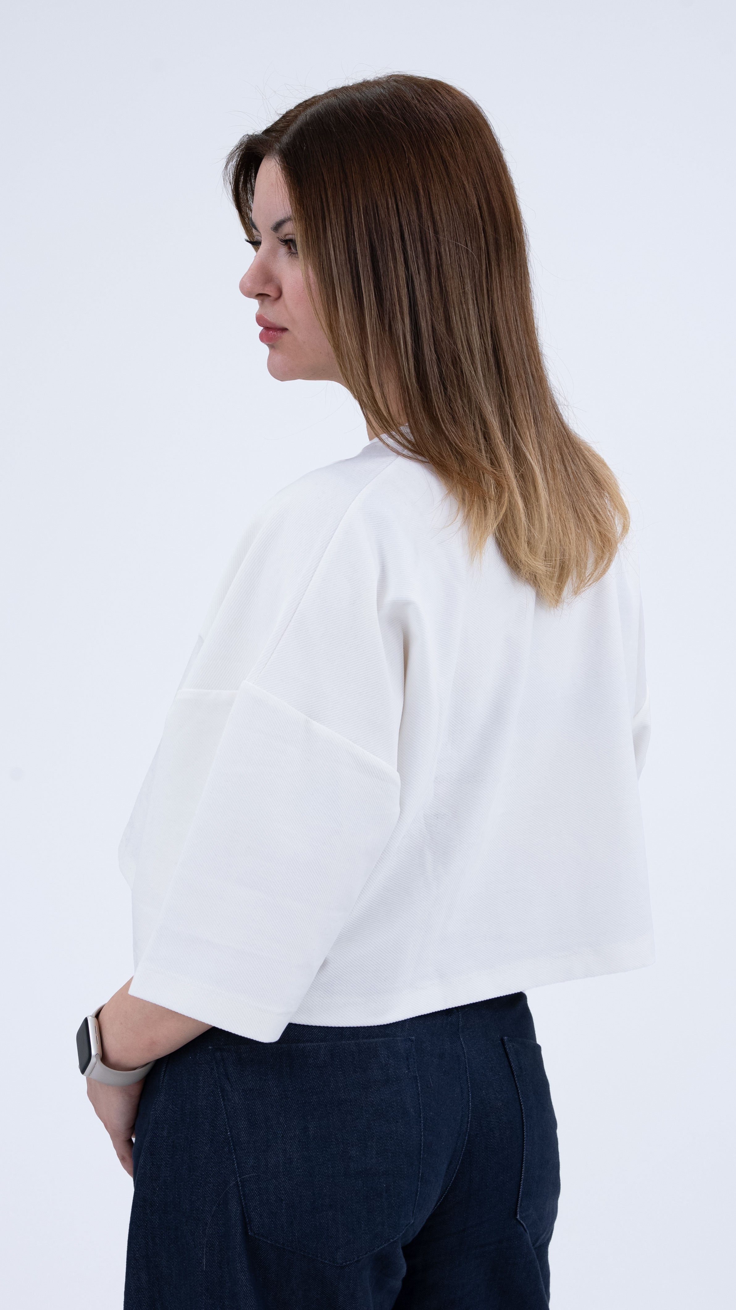 BASS Basic Premium Oversize Crop Beyaz