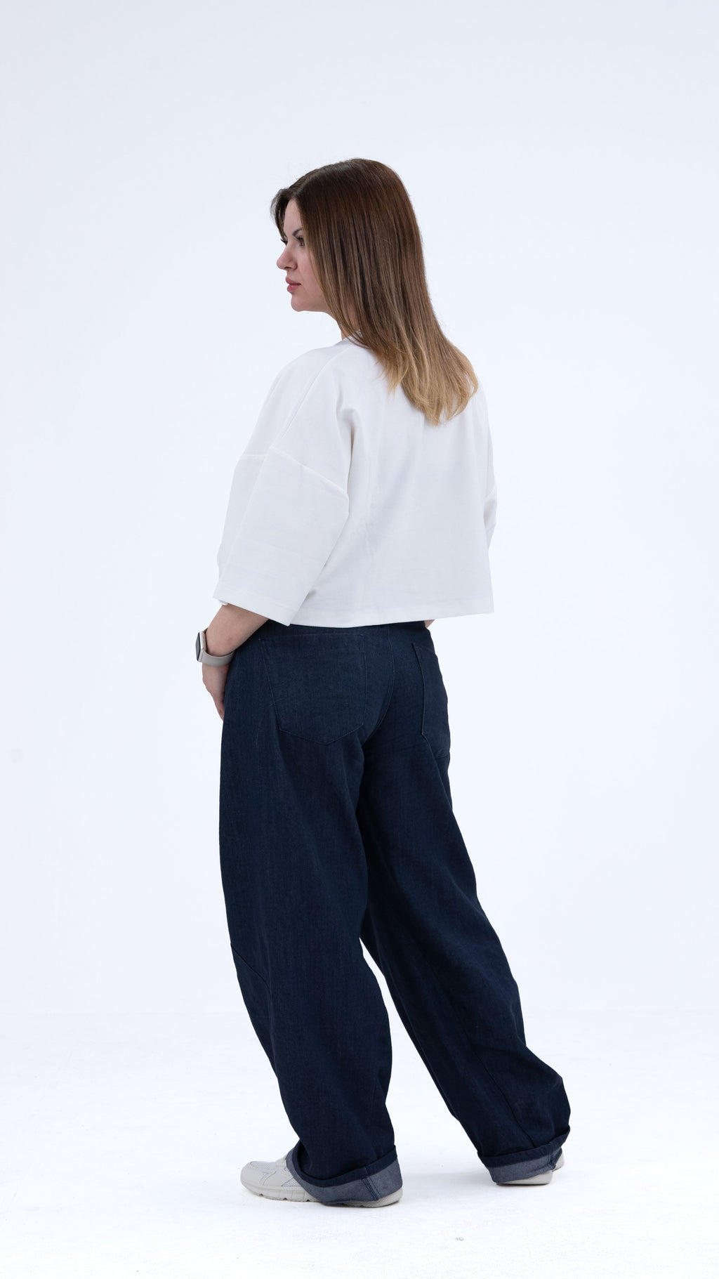 BASS Basic Premium Oversize Crop Beyaz