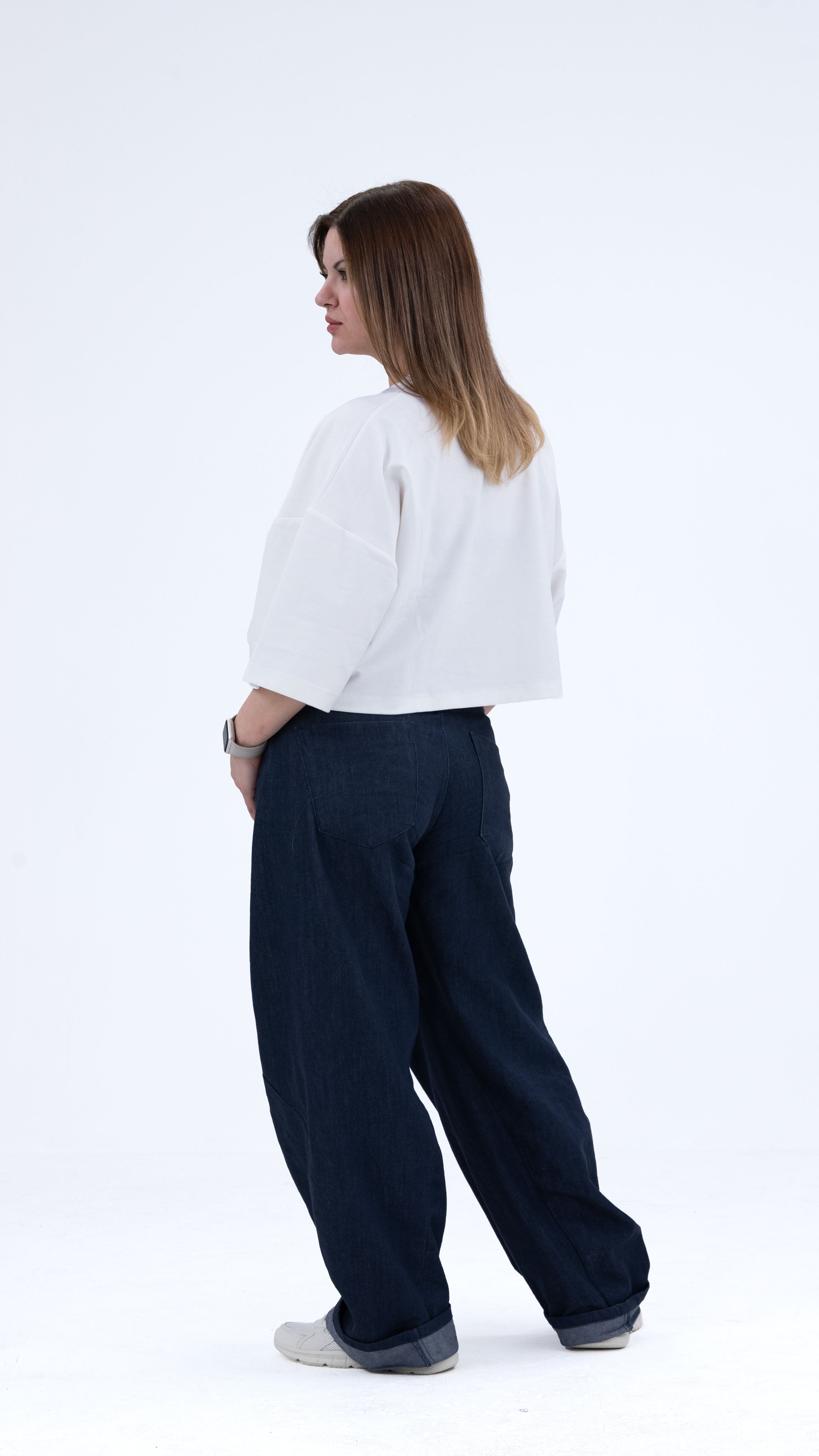 BASS Basic Premium Oversize Crop Beyaz