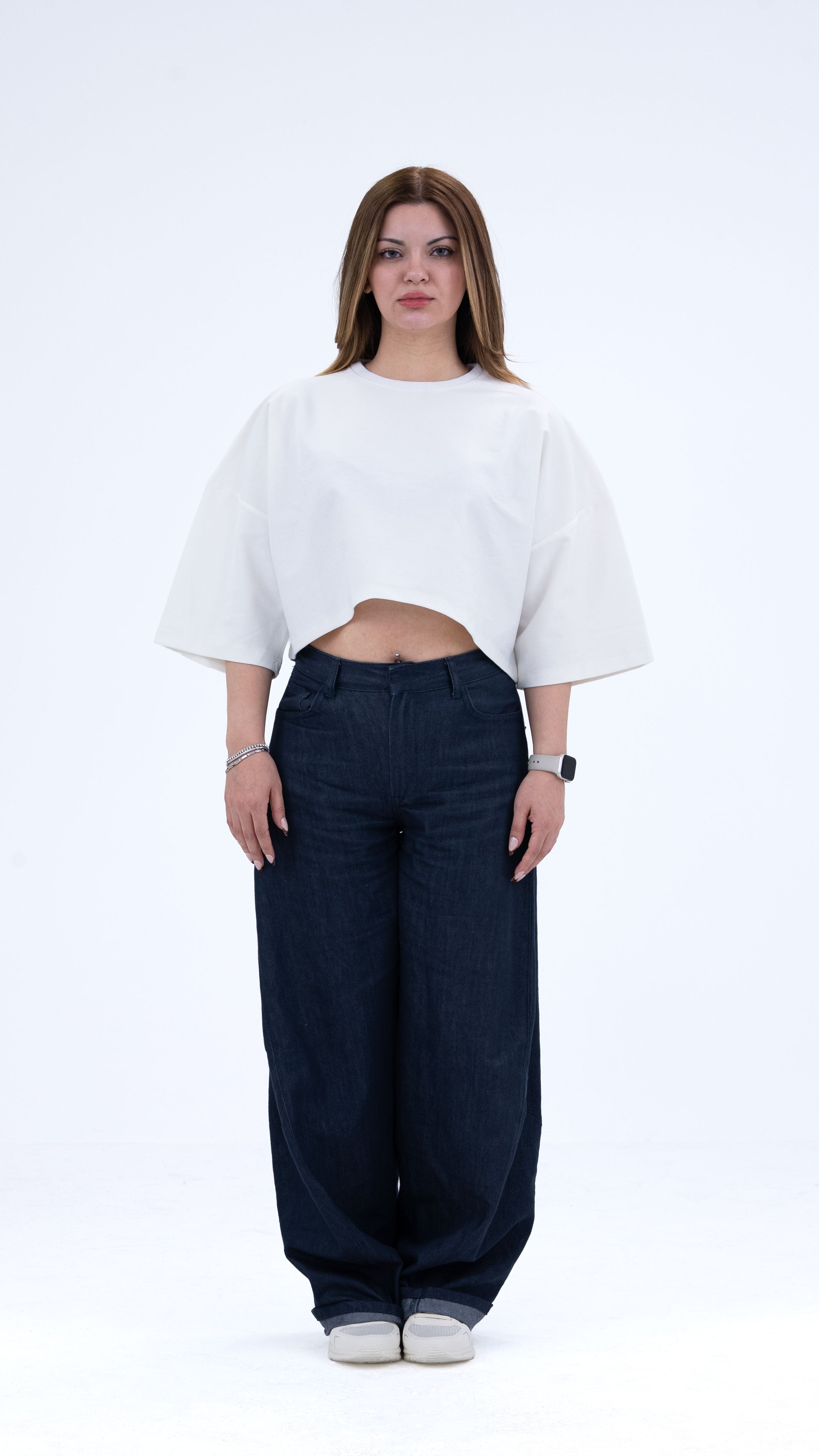 BASS Basic Premium Oversize Crop Beyaz