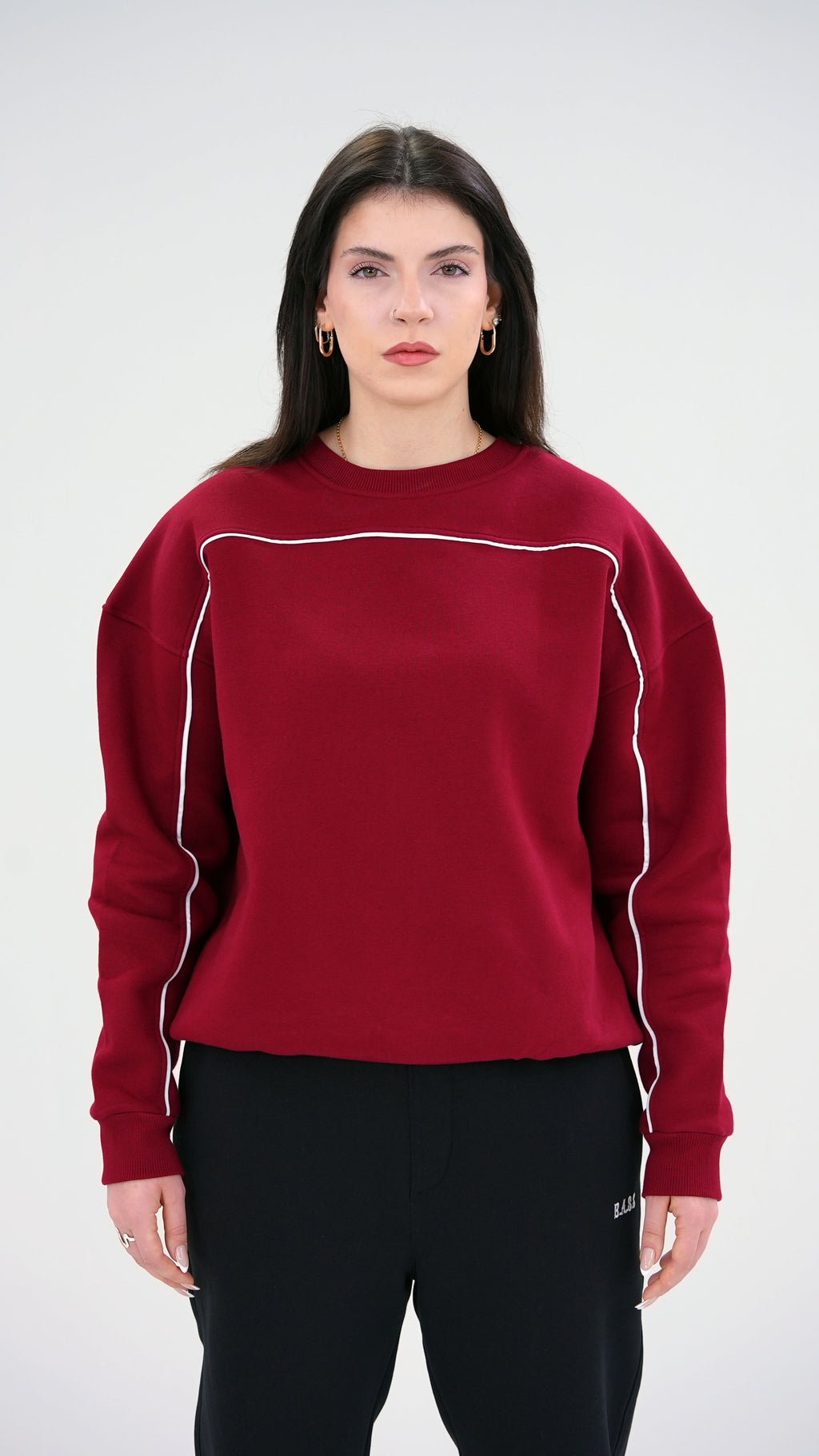 BASS Bordo Premium Sweatshirt Beyaz