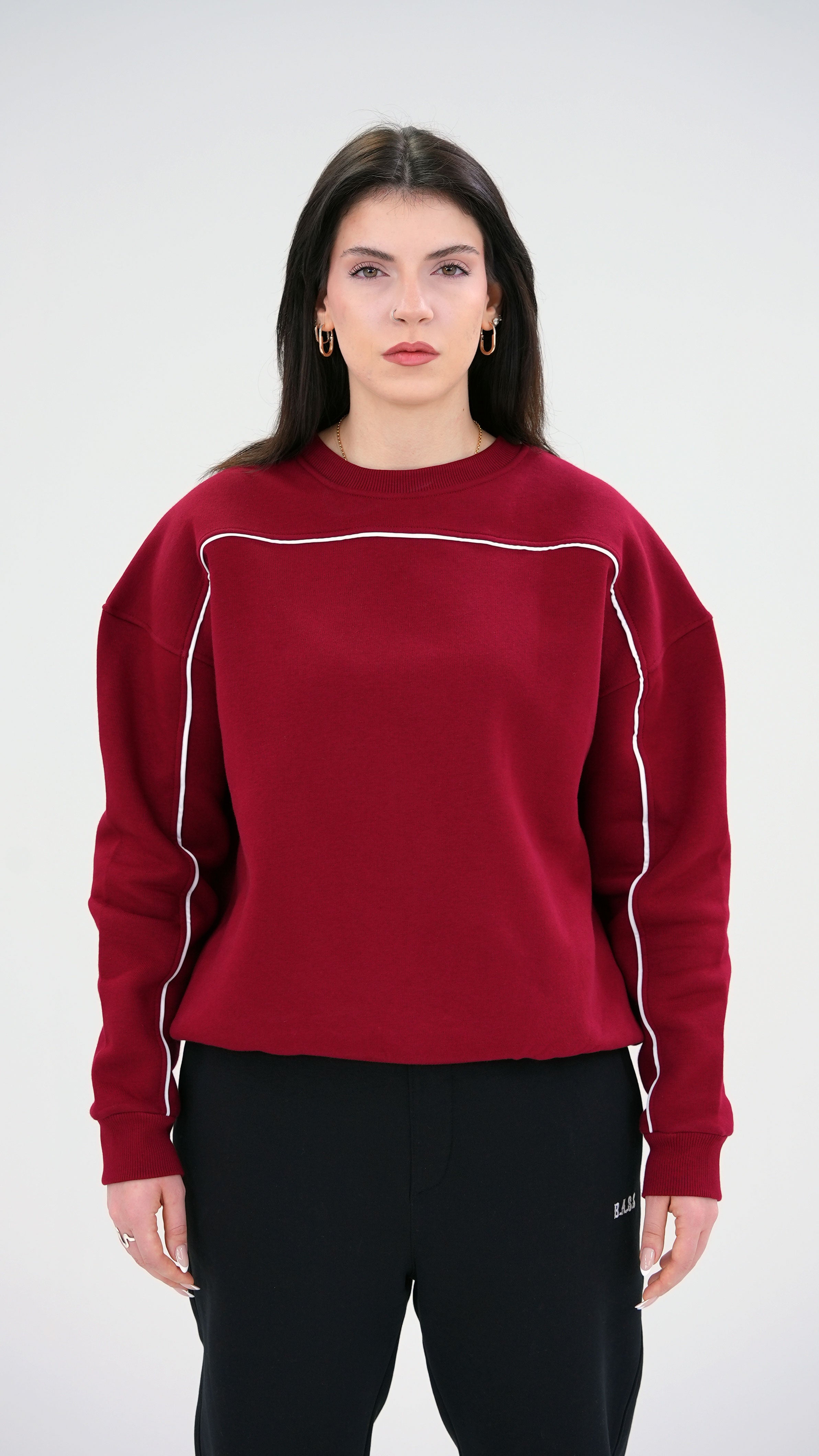 BASS Bordo Premium Sweatshirt Beyaz