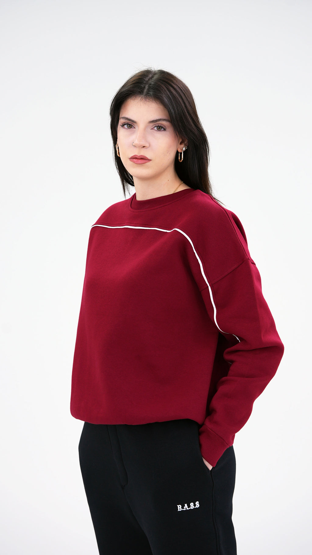 BASS Bordo Premium Sweatshirt Beyaz