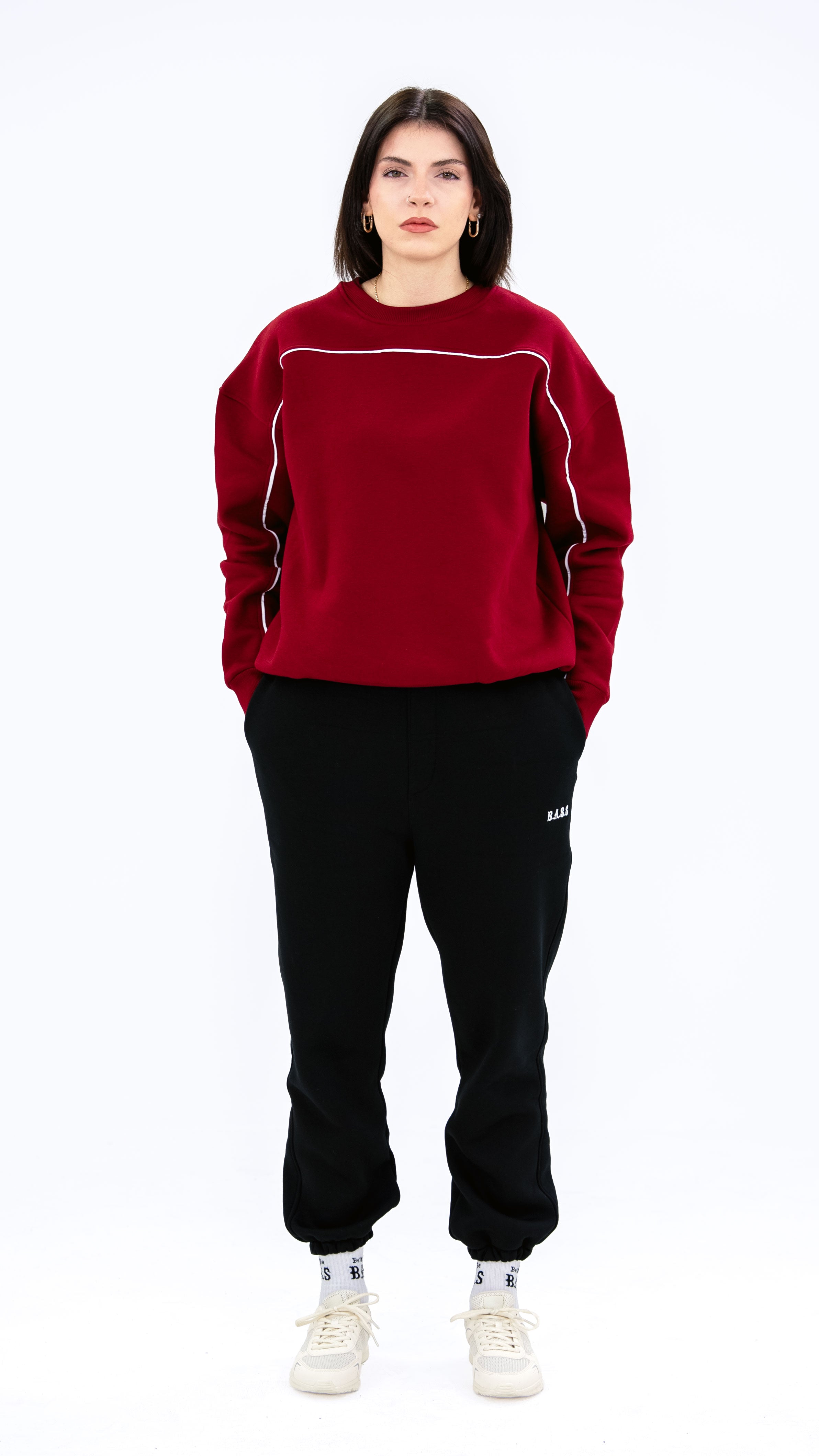 BASS Bordo Premium Sweatshirt Beyaz