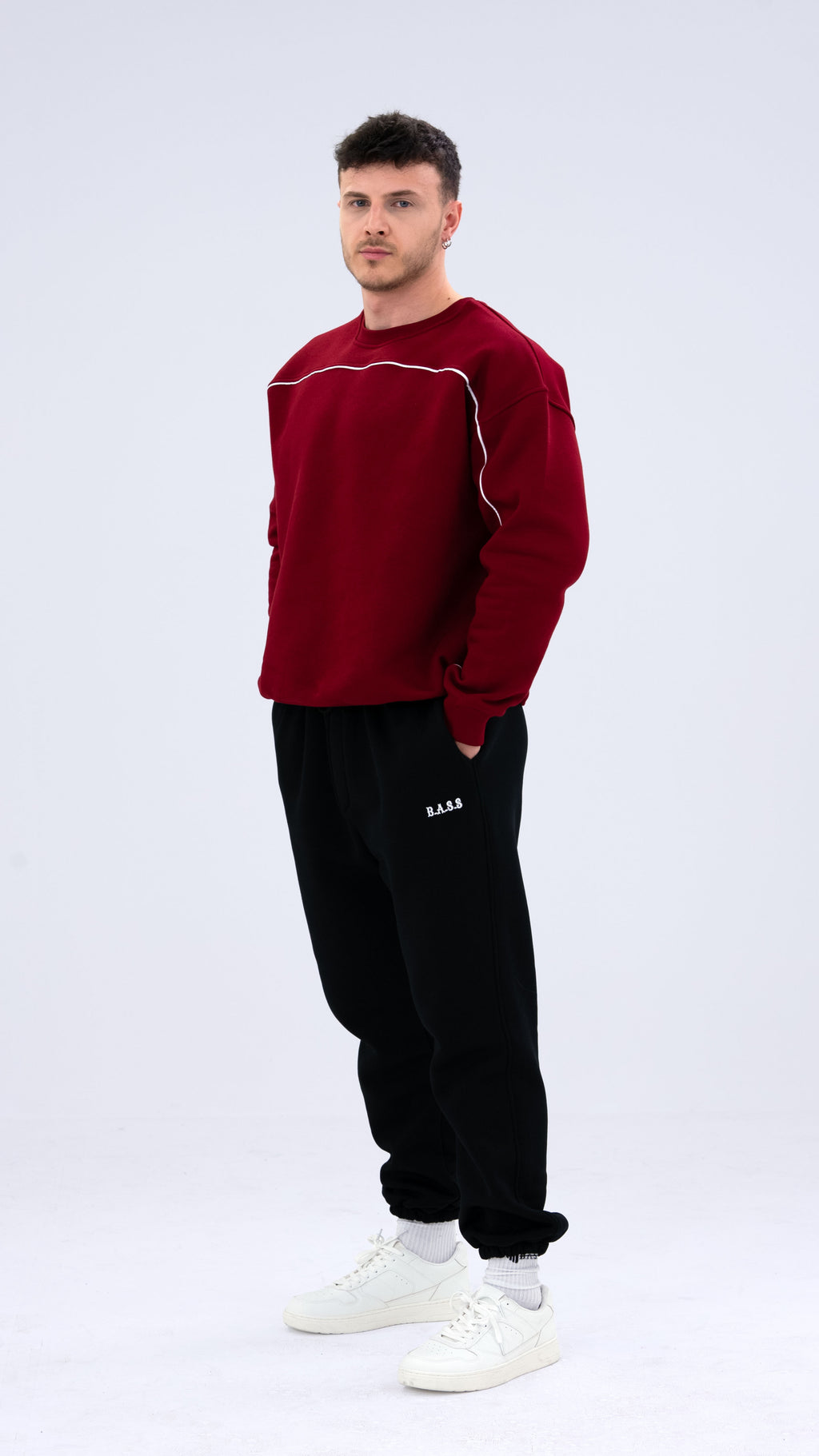 BASS Bordo Premium Sweatshirt Beyaz