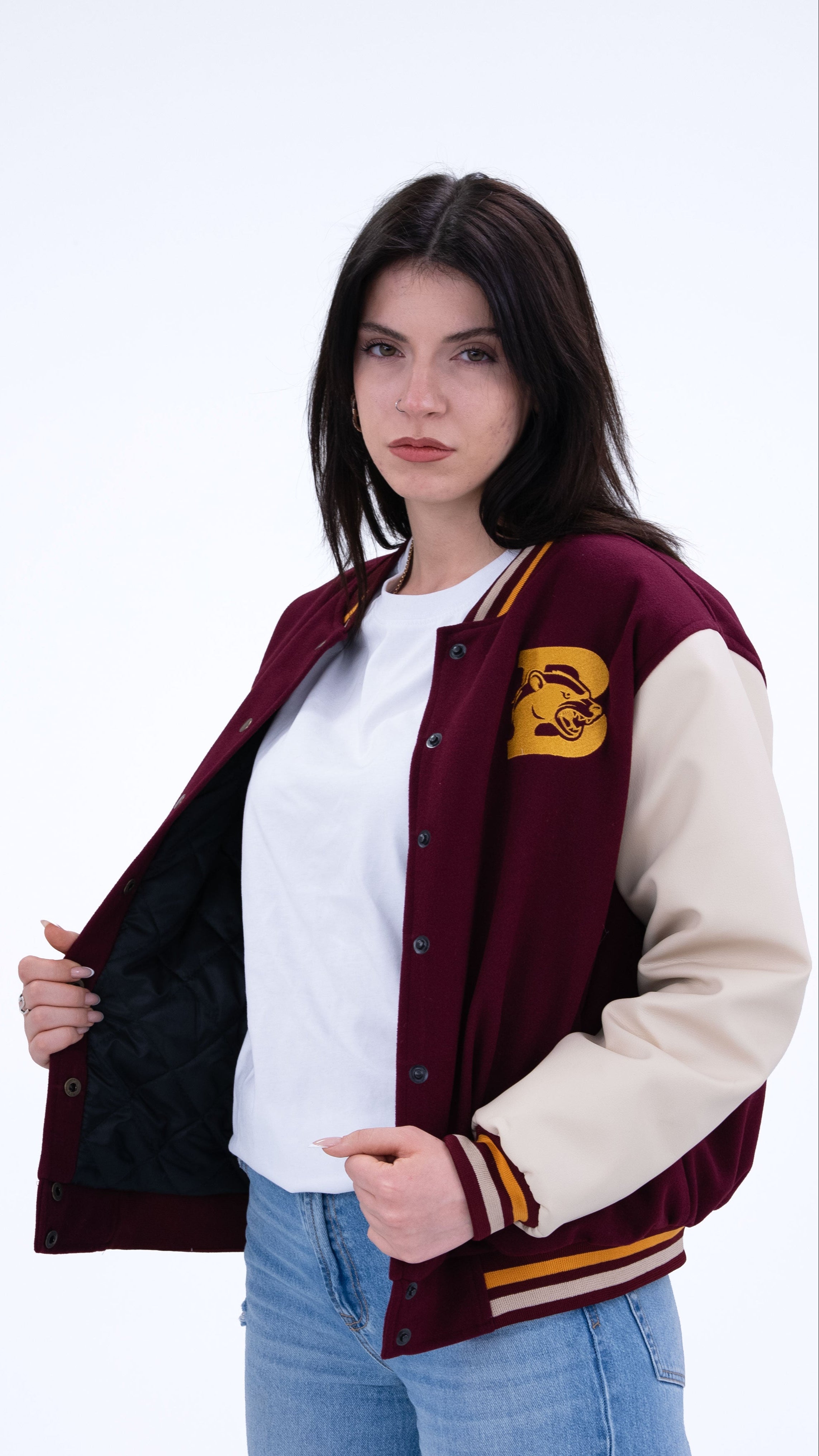 BASS Premium Kaşe Oversize Kolej Mont Bordo