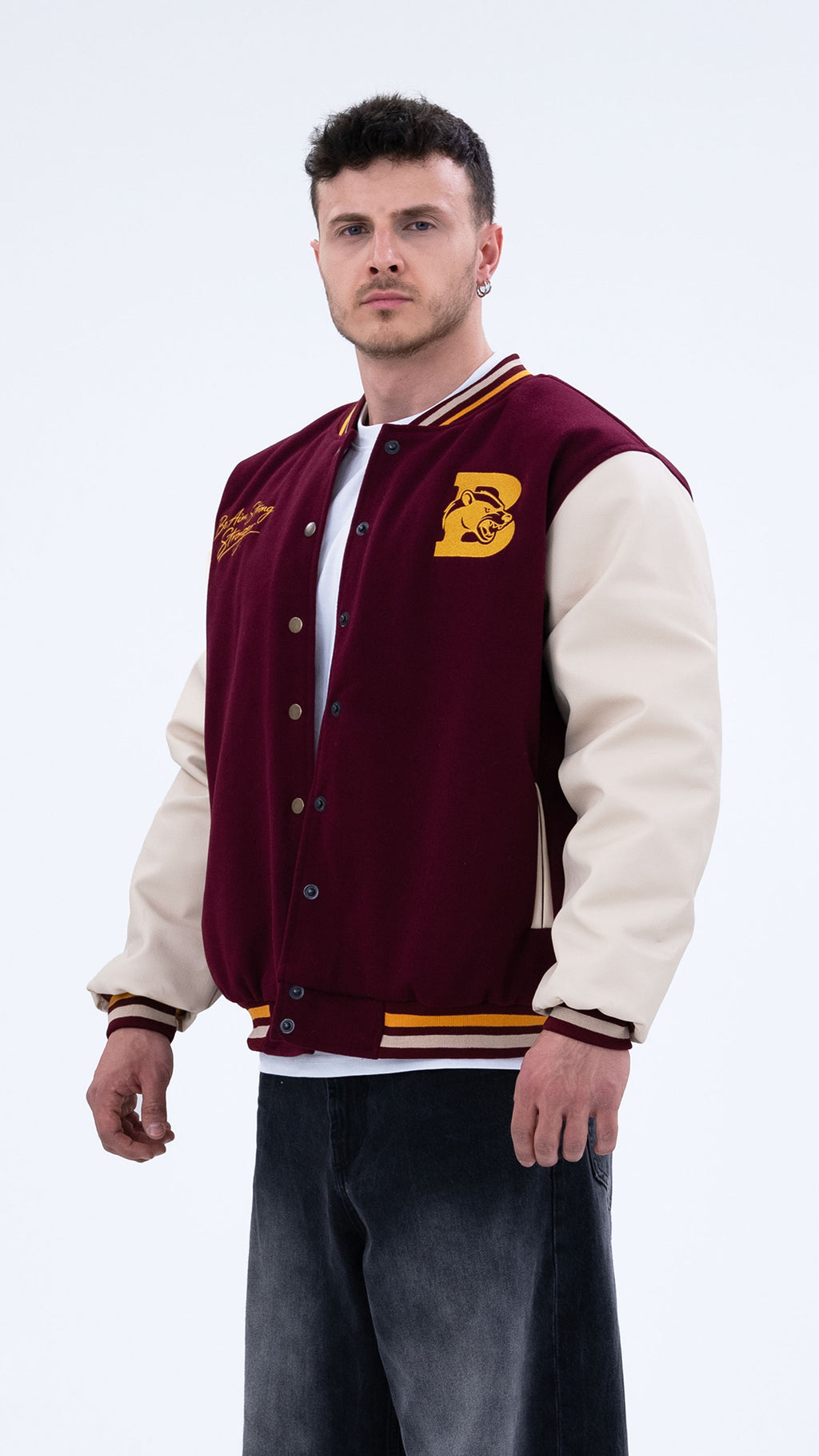 BASS Premium Kaşe Oversize Kolej Mont Bordo