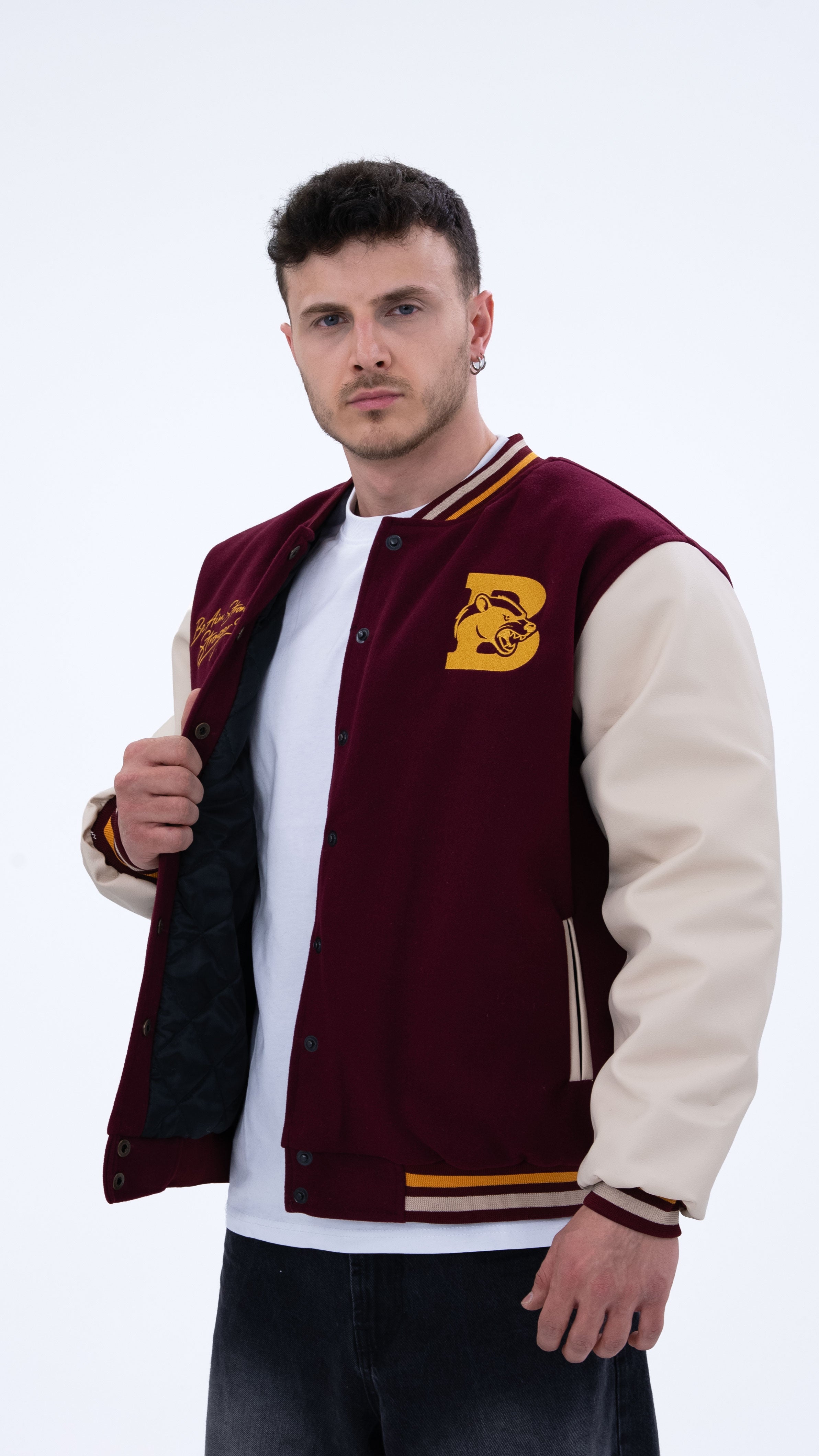 BASS Premium Kaşe Oversize Kolej Mont Bordo