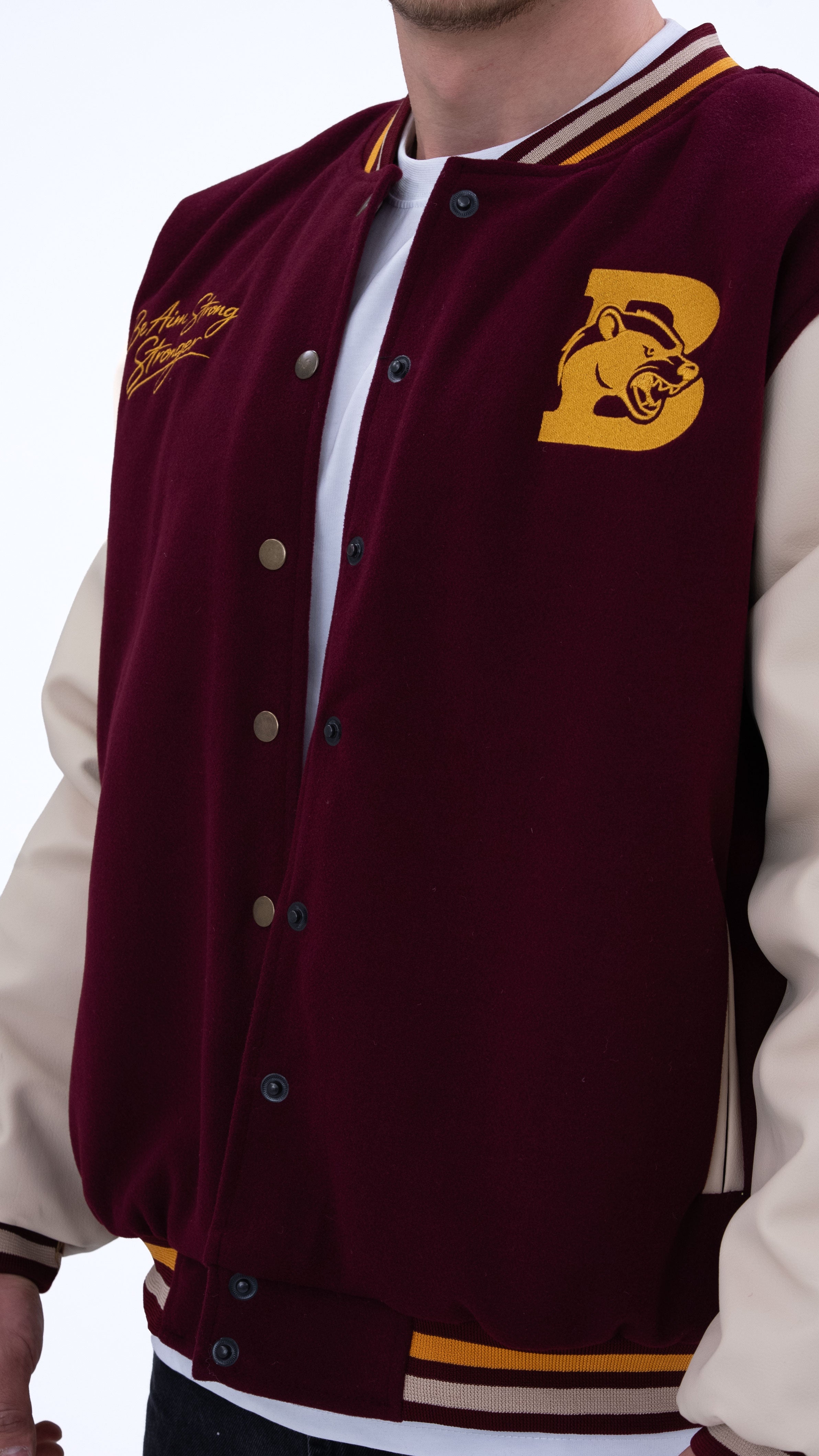 BASS Premium Kaşe Oversize Kolej Mont Bordo