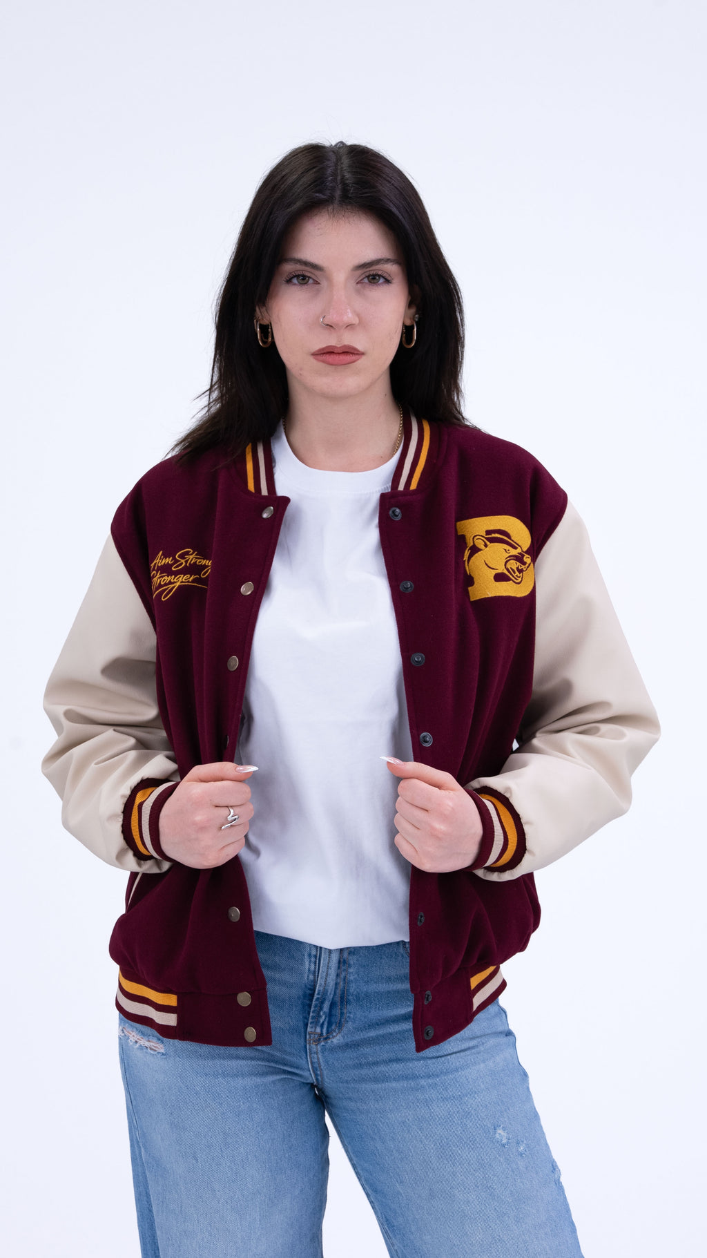 BASS Premium Kaşe Oversize Kolej Mont Bordo