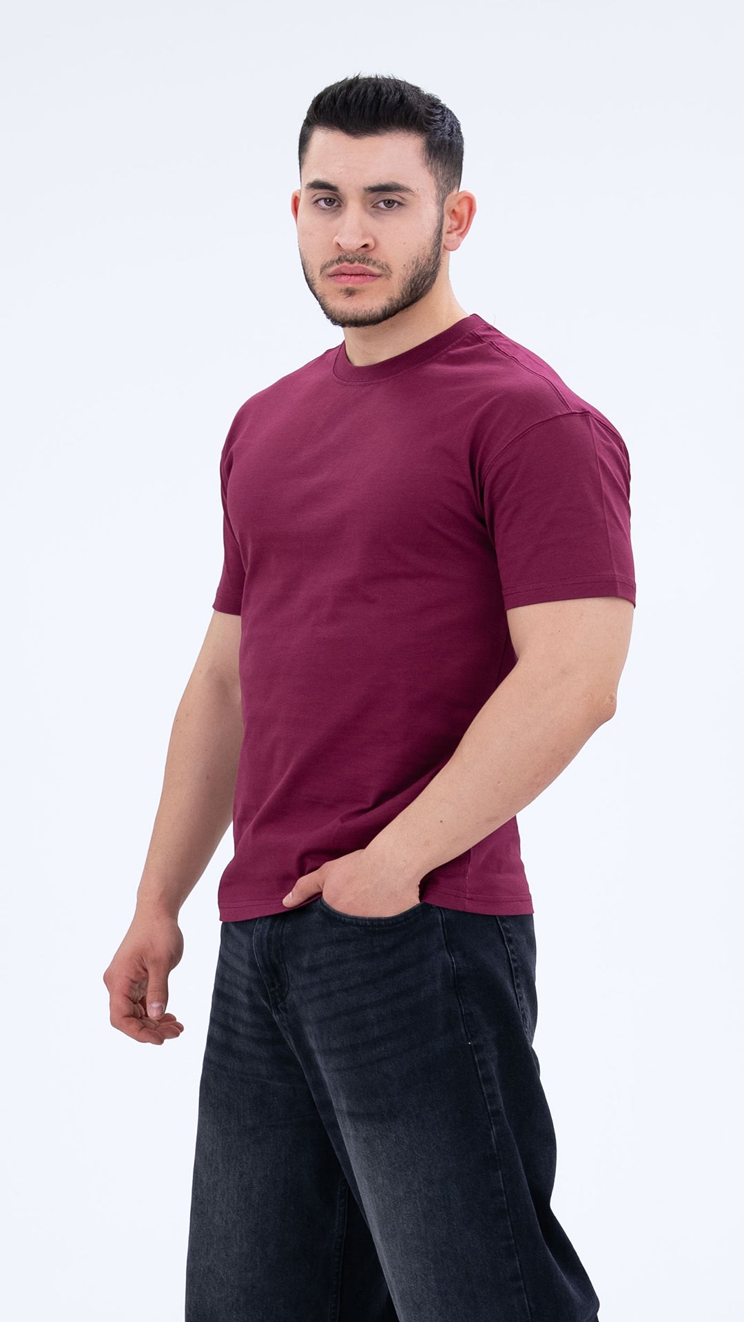 BASS Basic Premium Oversize Tişört Bordo