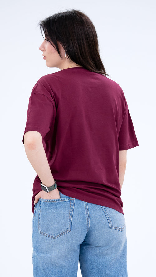 BASS Basic Premium Oversize Tişört Bordo