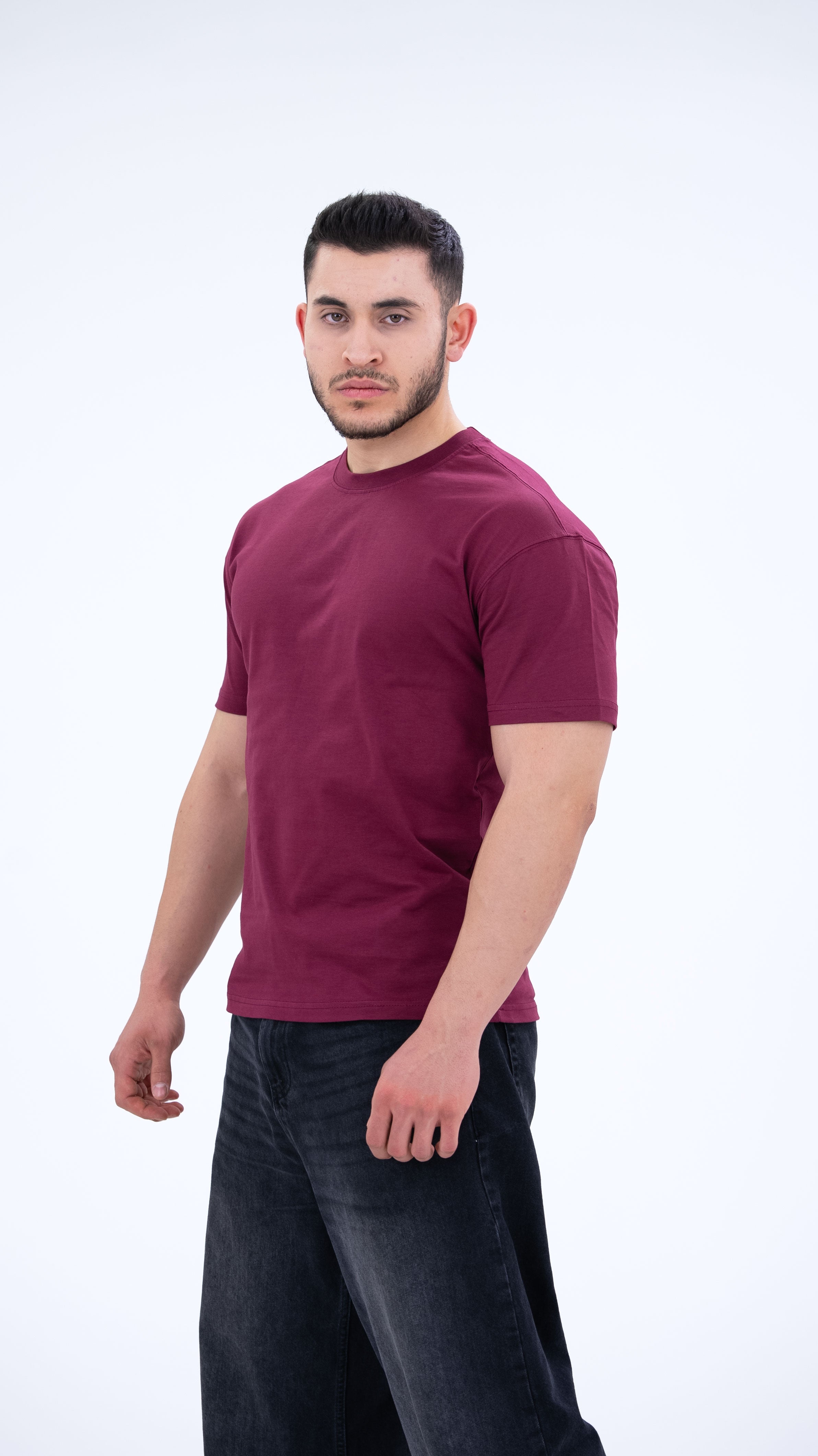 BASS Basic Premium Oversize Tişört Bordo