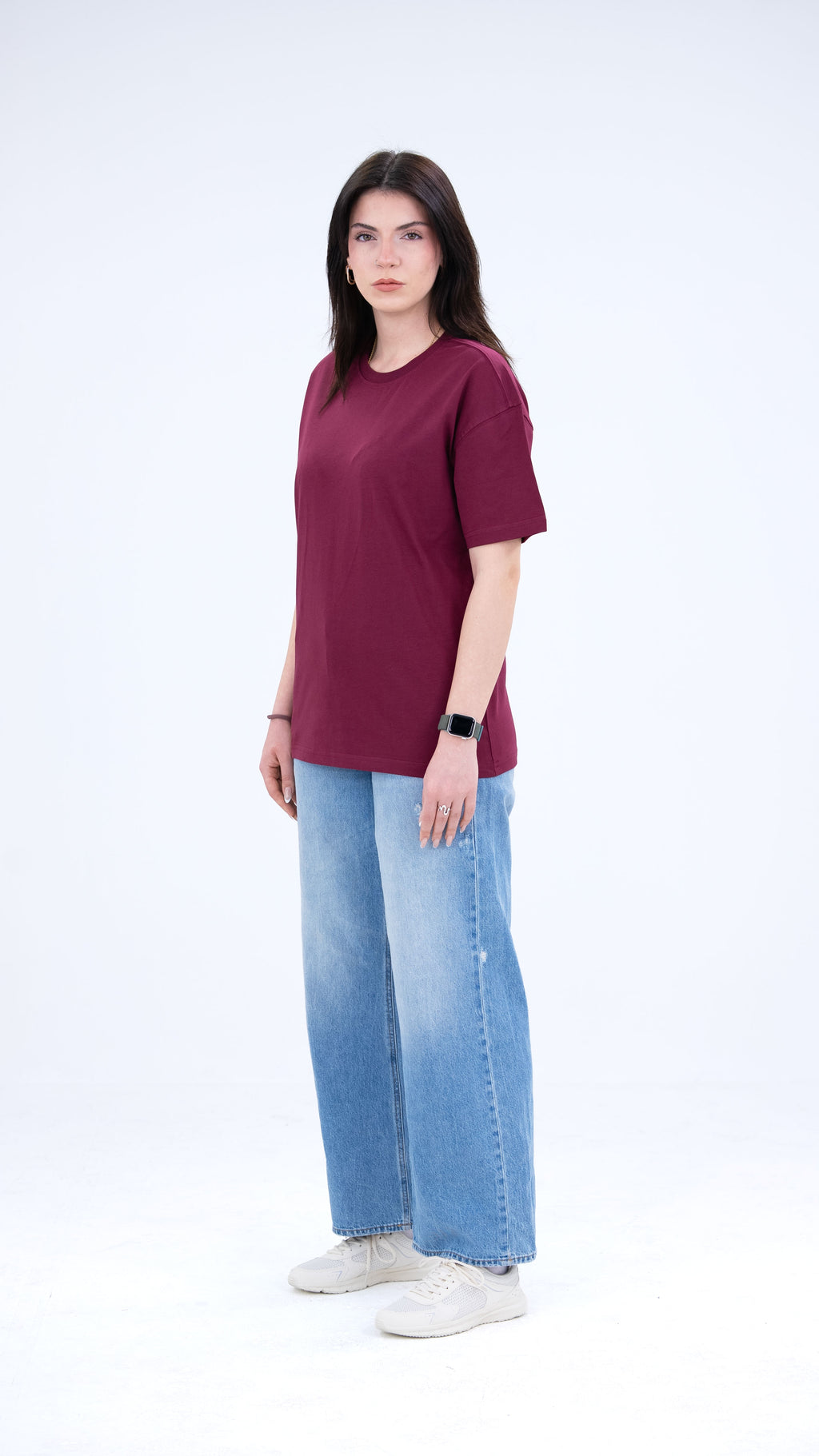 BASS Basic Premium Oversize Tişört Bordo