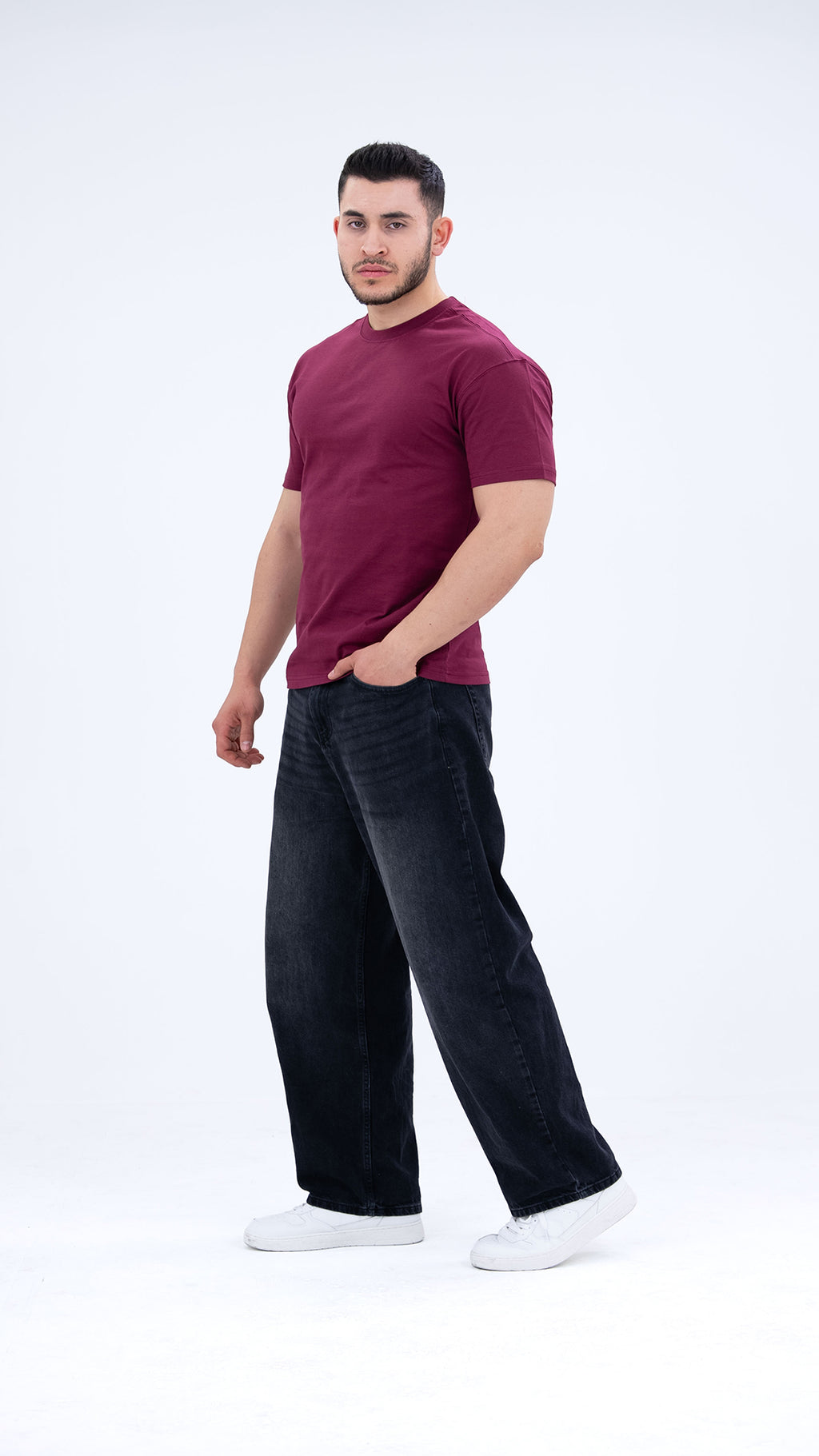 BASS Basic Premium Oversize Tişört Bordo