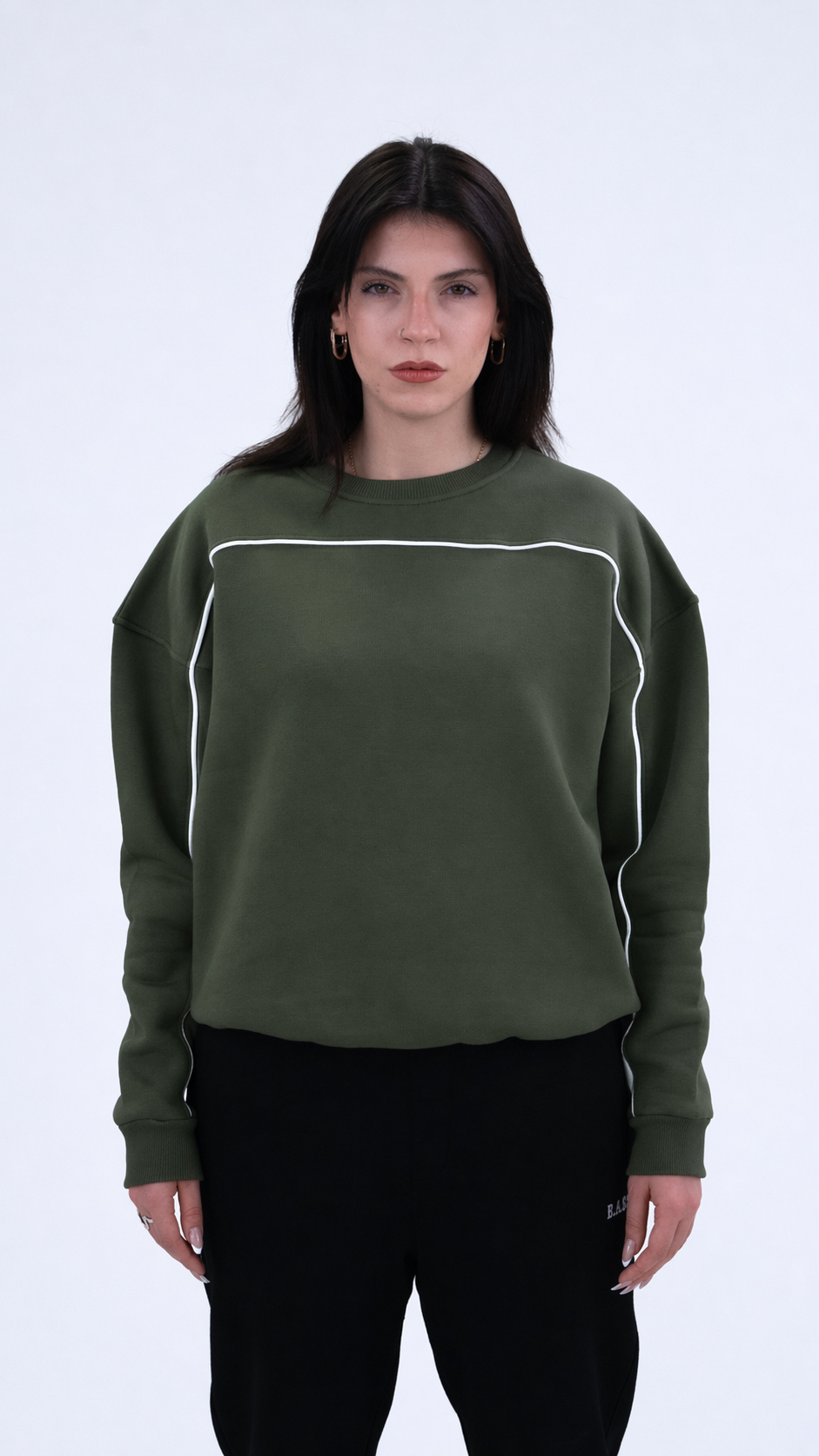 BASS Haki Premium Sweatshirt Beyaz