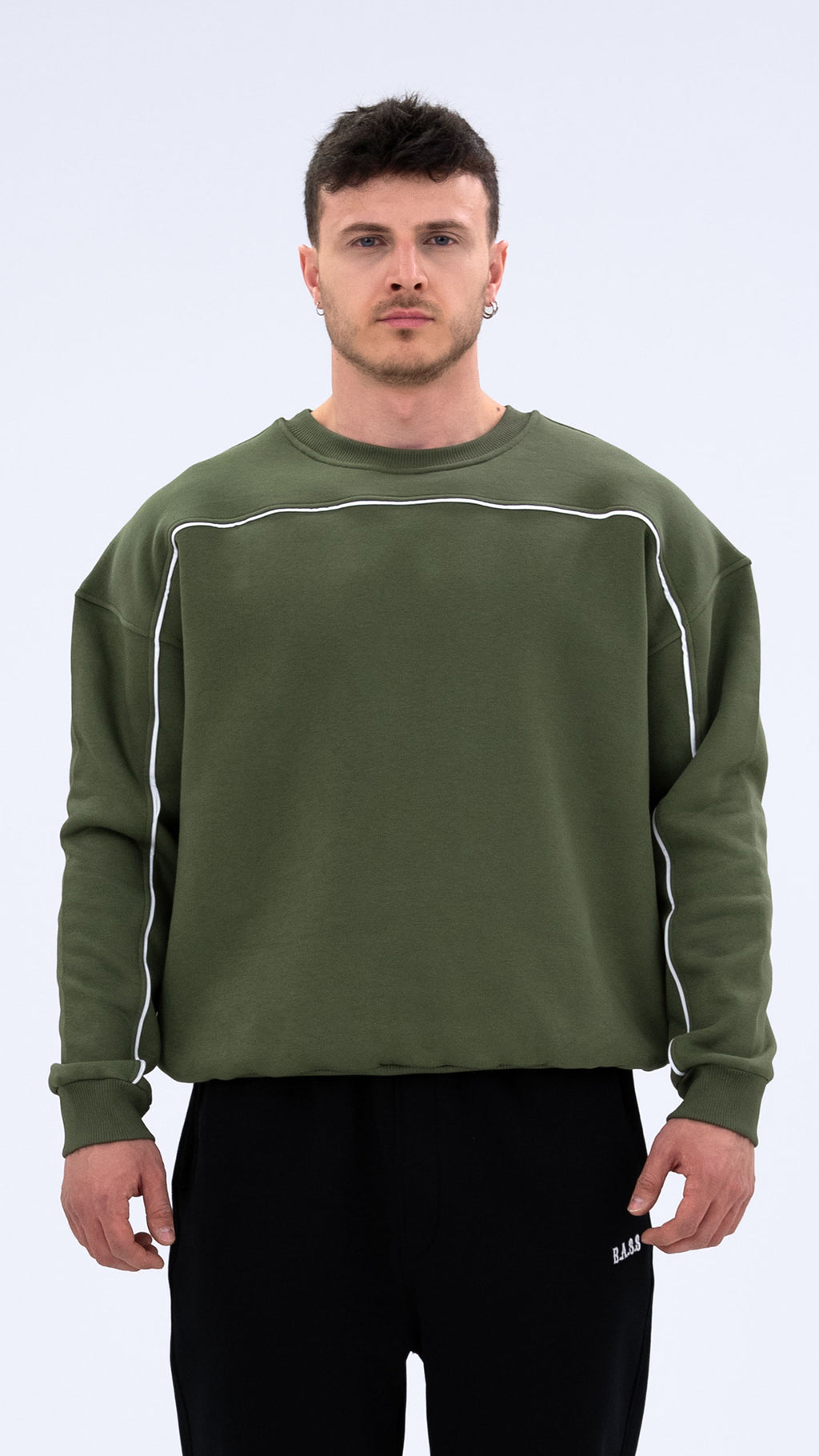 BASS Haki Premium Sweatshirt Beyaz