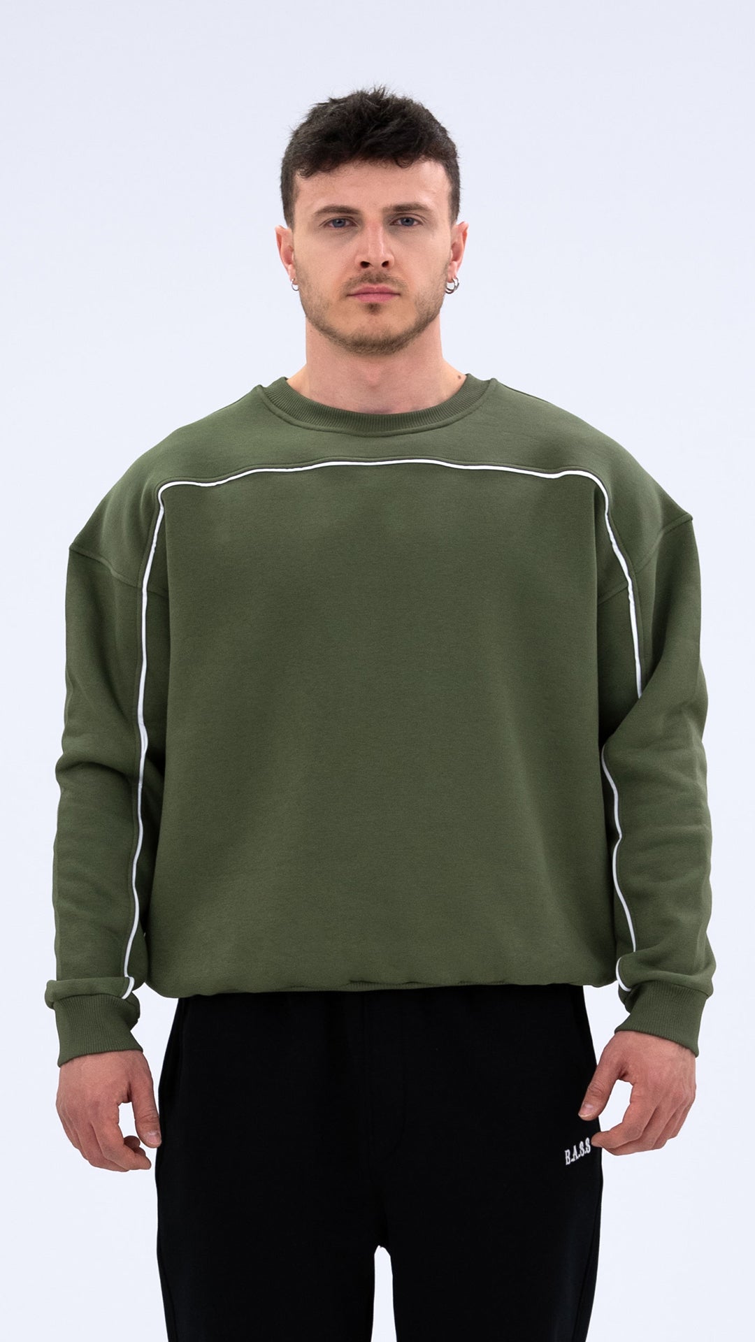 BASS Haki Premium Sweatshirt Beyaz