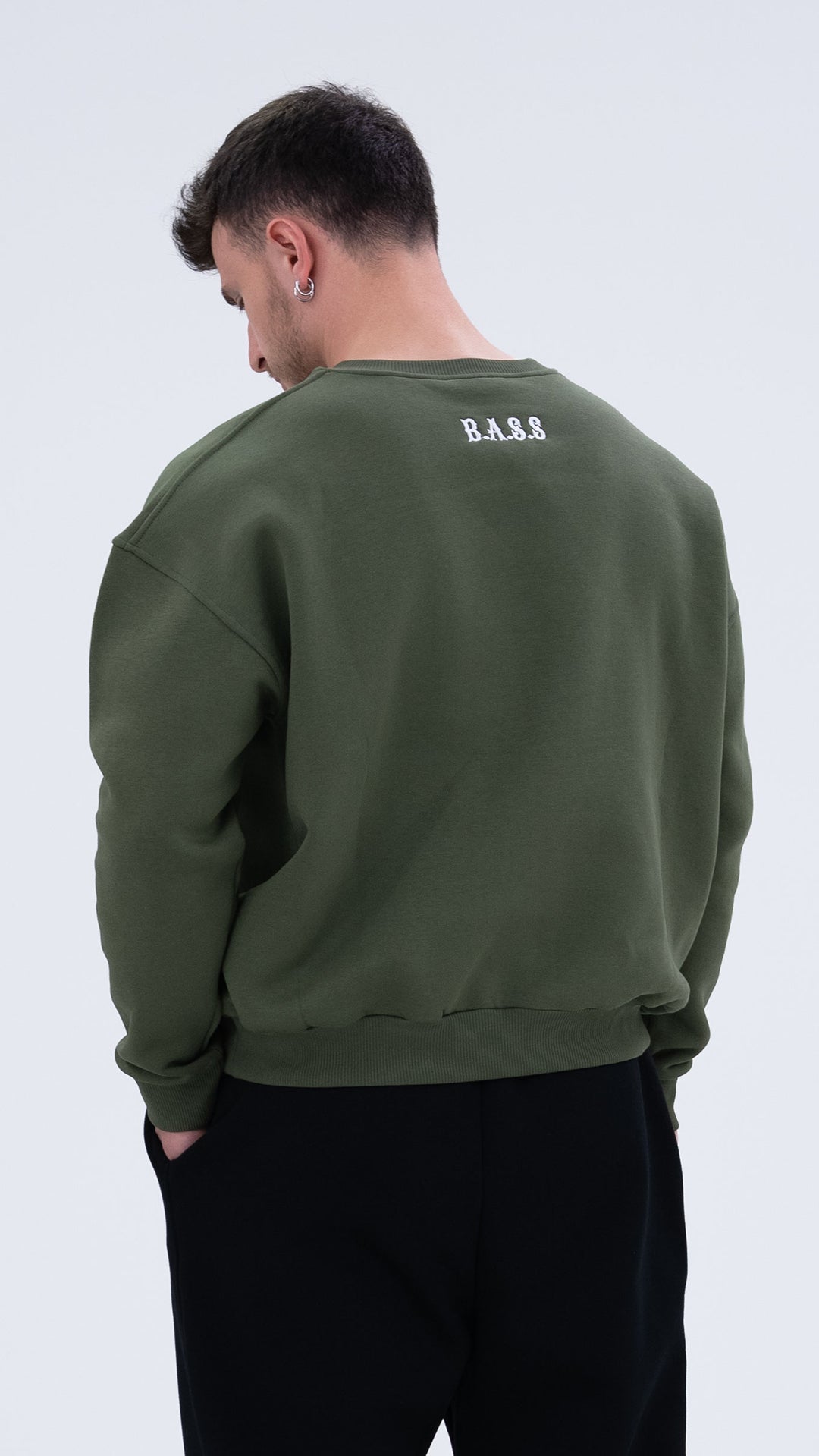 BASS Haki Premium Sweatshirt Beyaz