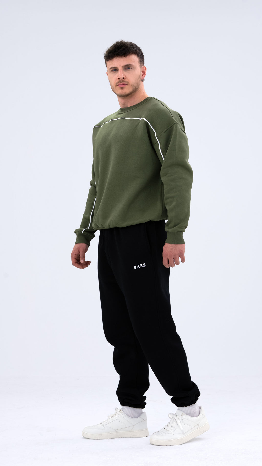 BASS Haki Premium Sweatshirt Beyaz
