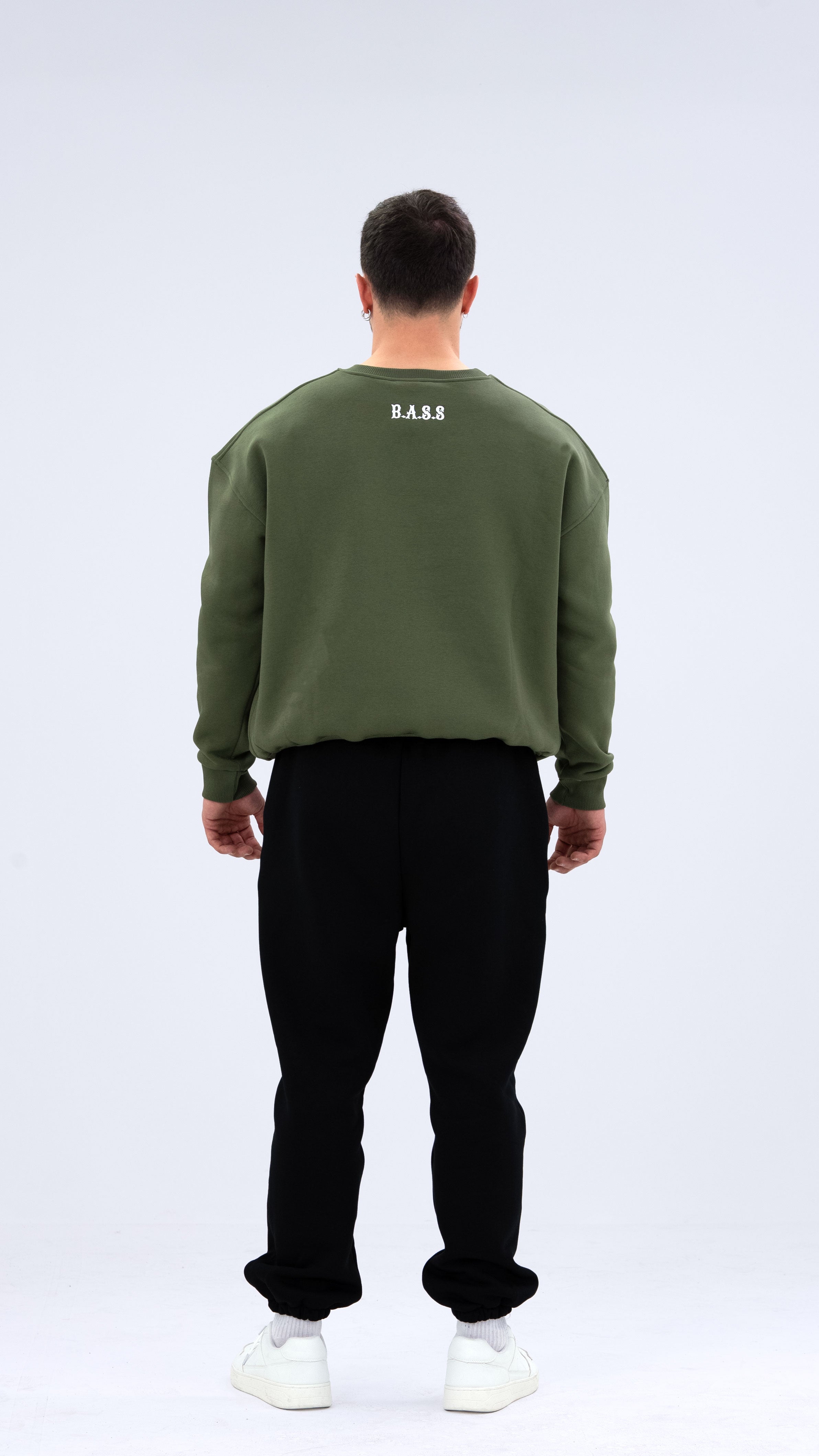 BASS Haki Premium Sweatshirt Beyaz