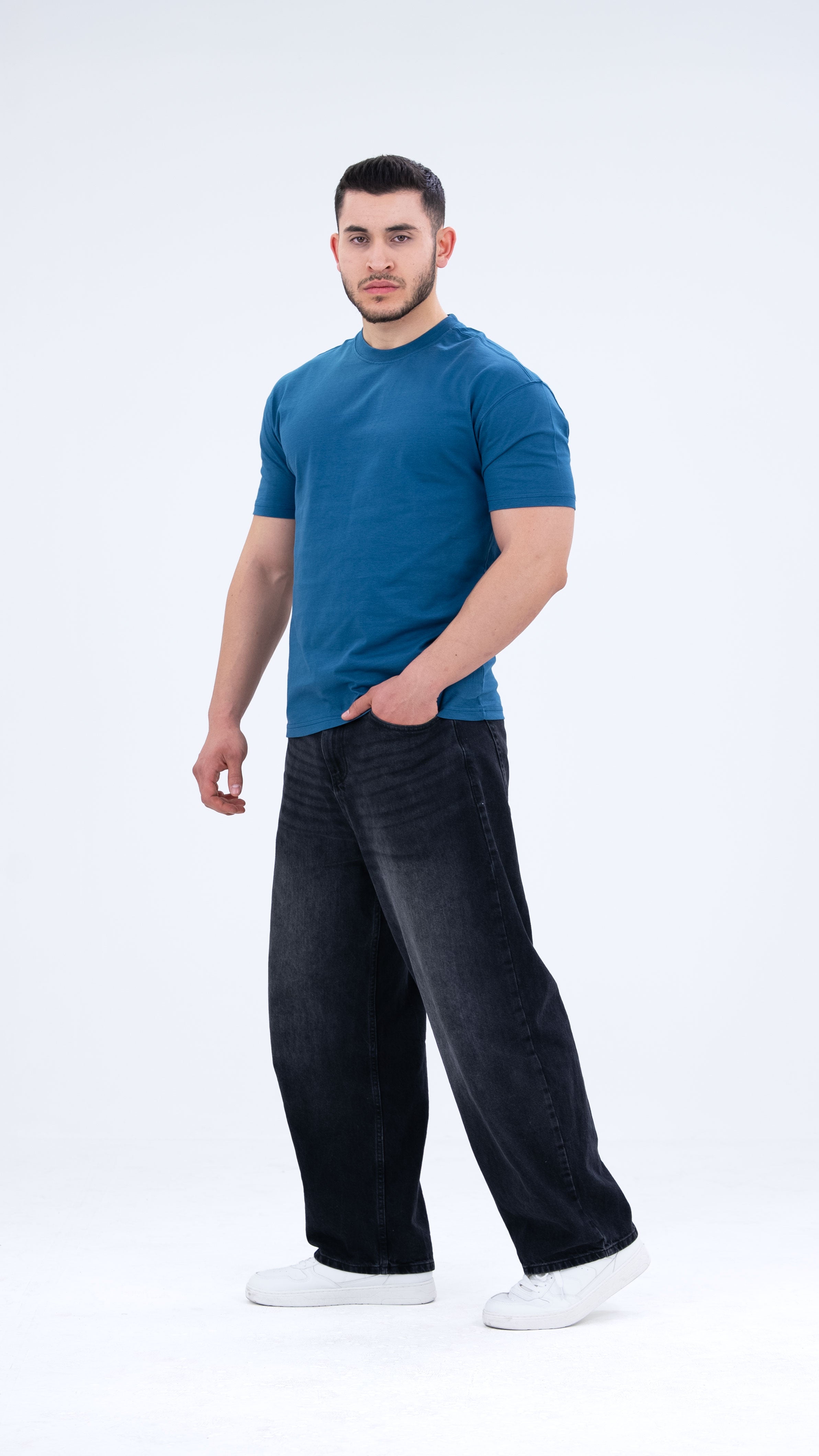BASS Basic Premium Oversize Tişört Mavi
