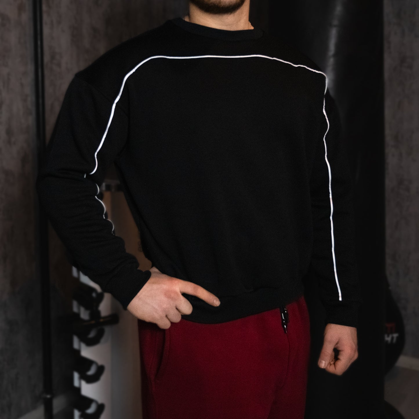 BASS Siyah Crop Hoodie Beyaz