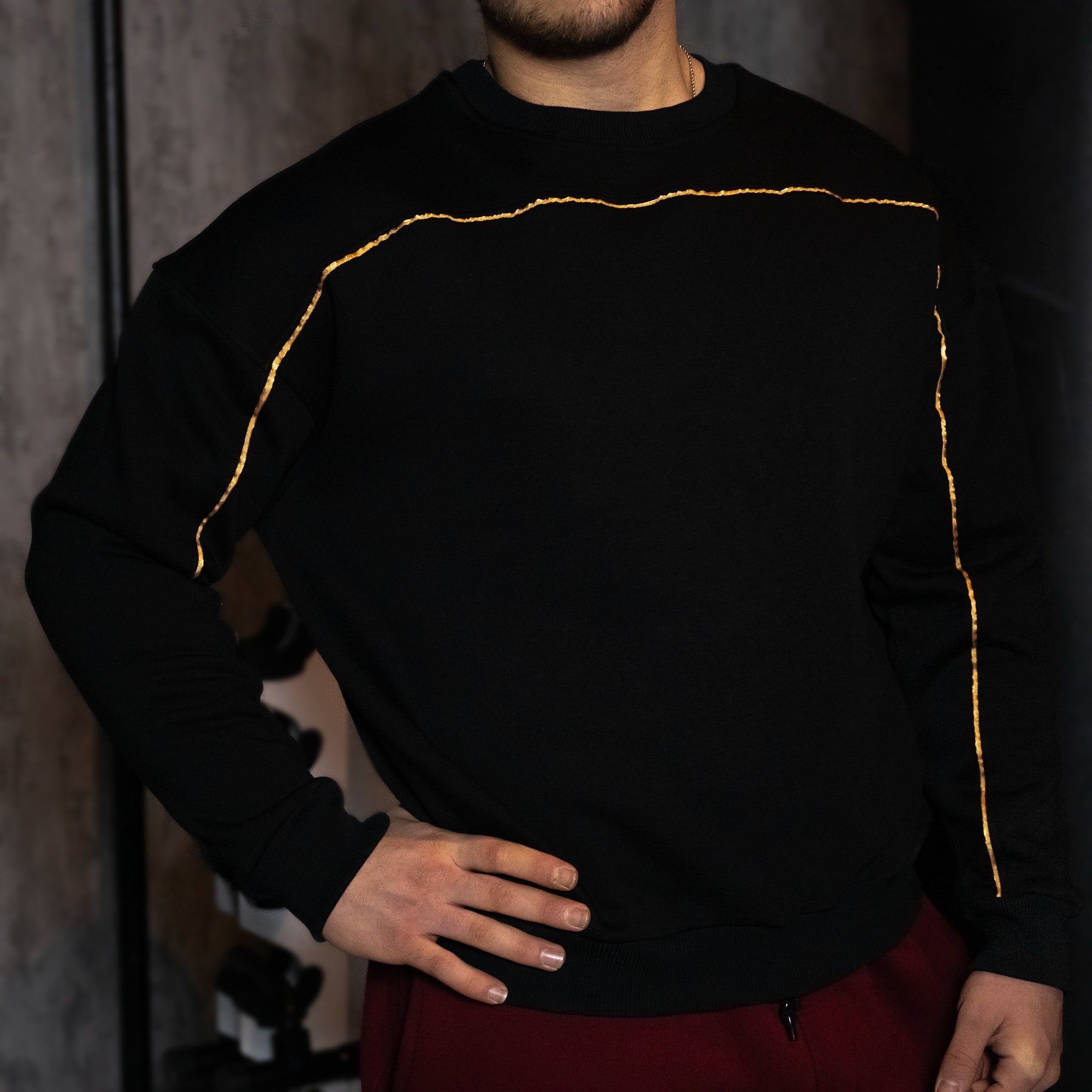 BASS Siyah Crop Hoodie Gold