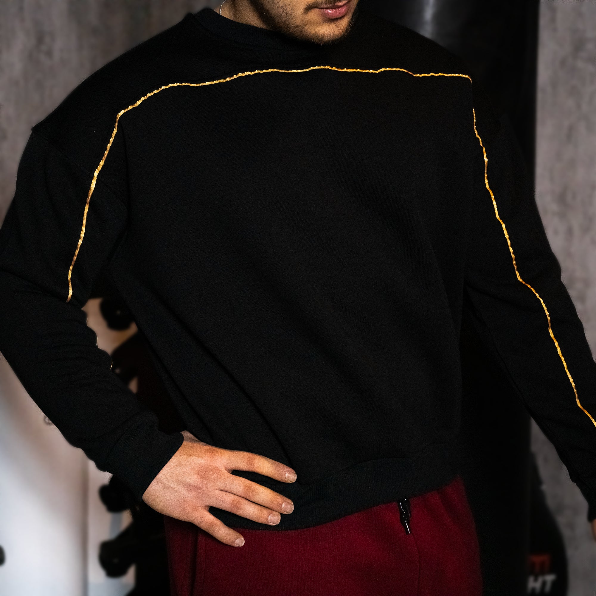 BASS Siyah Crop Hoodie Gold