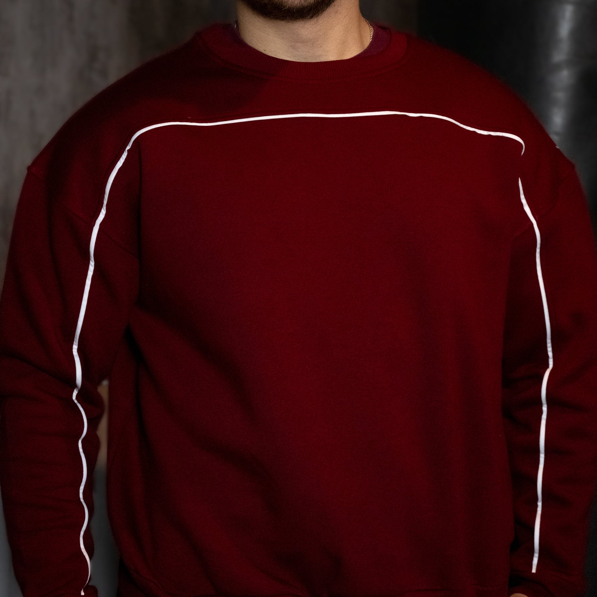 BASS Bordo Crop Hoodie Beyaz