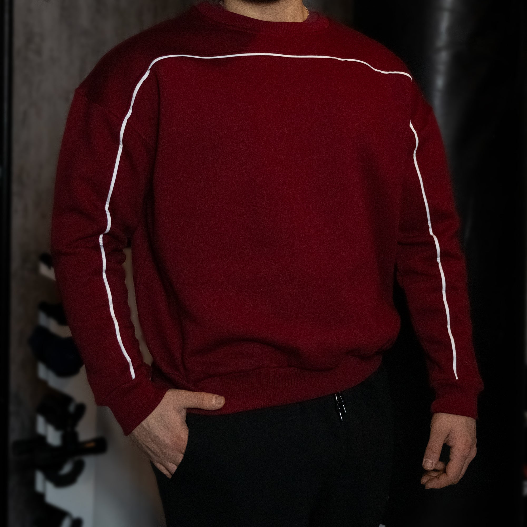 BASS Bordo Crop Hoodie Beyaz