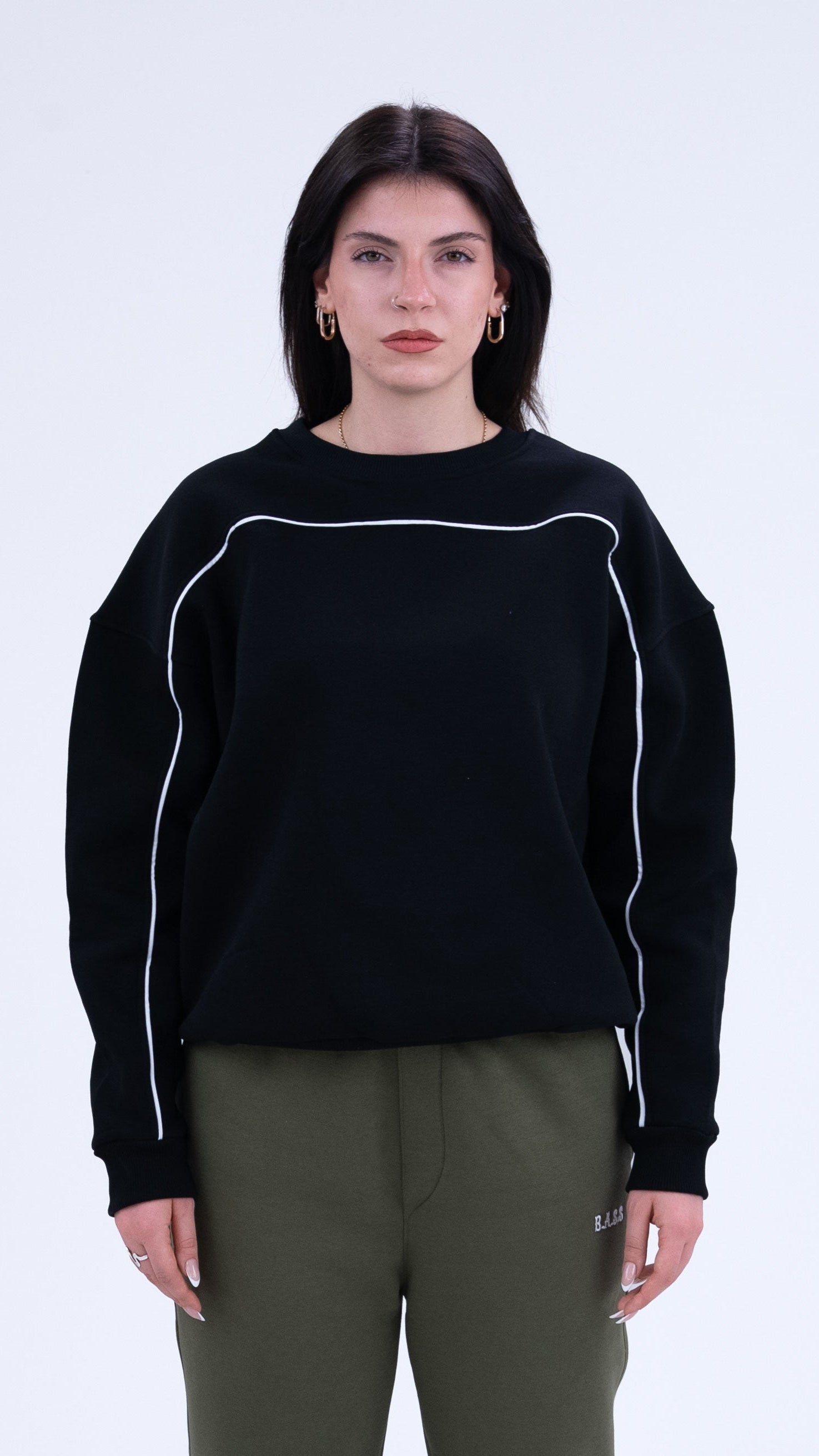 BASS Siyah Premium Sweatshirt Beyaz