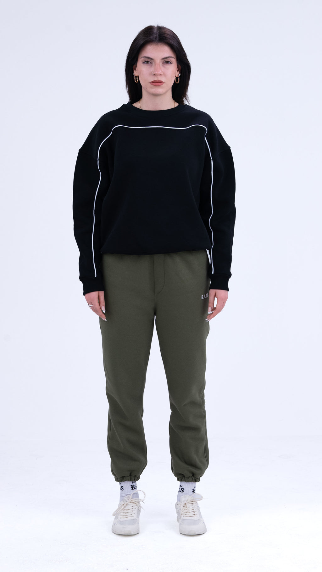 BASS Siyah Premium Sweatshirt Beyaz