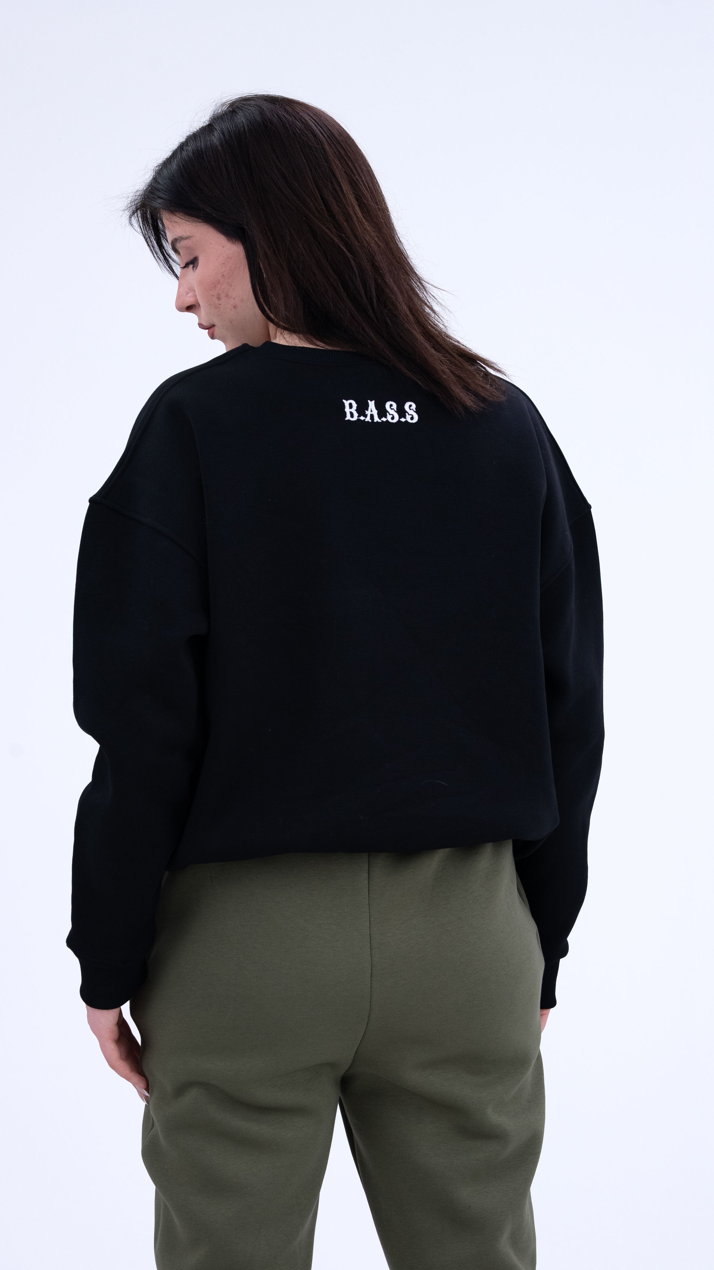 BASS Siyah Premium Sweatshirt Beyaz