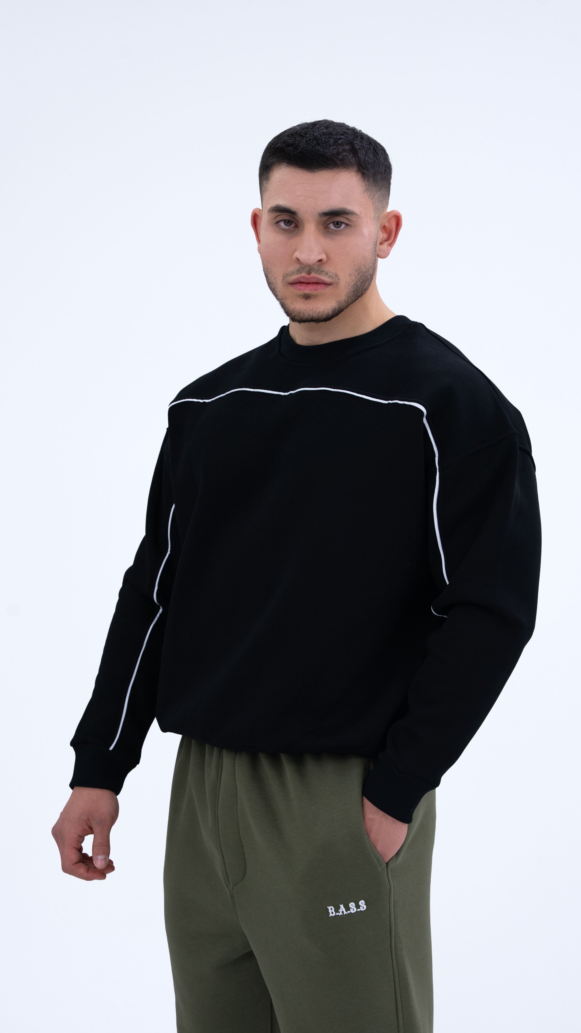 BASS Siyah Premium Sweatshirt Beyaz