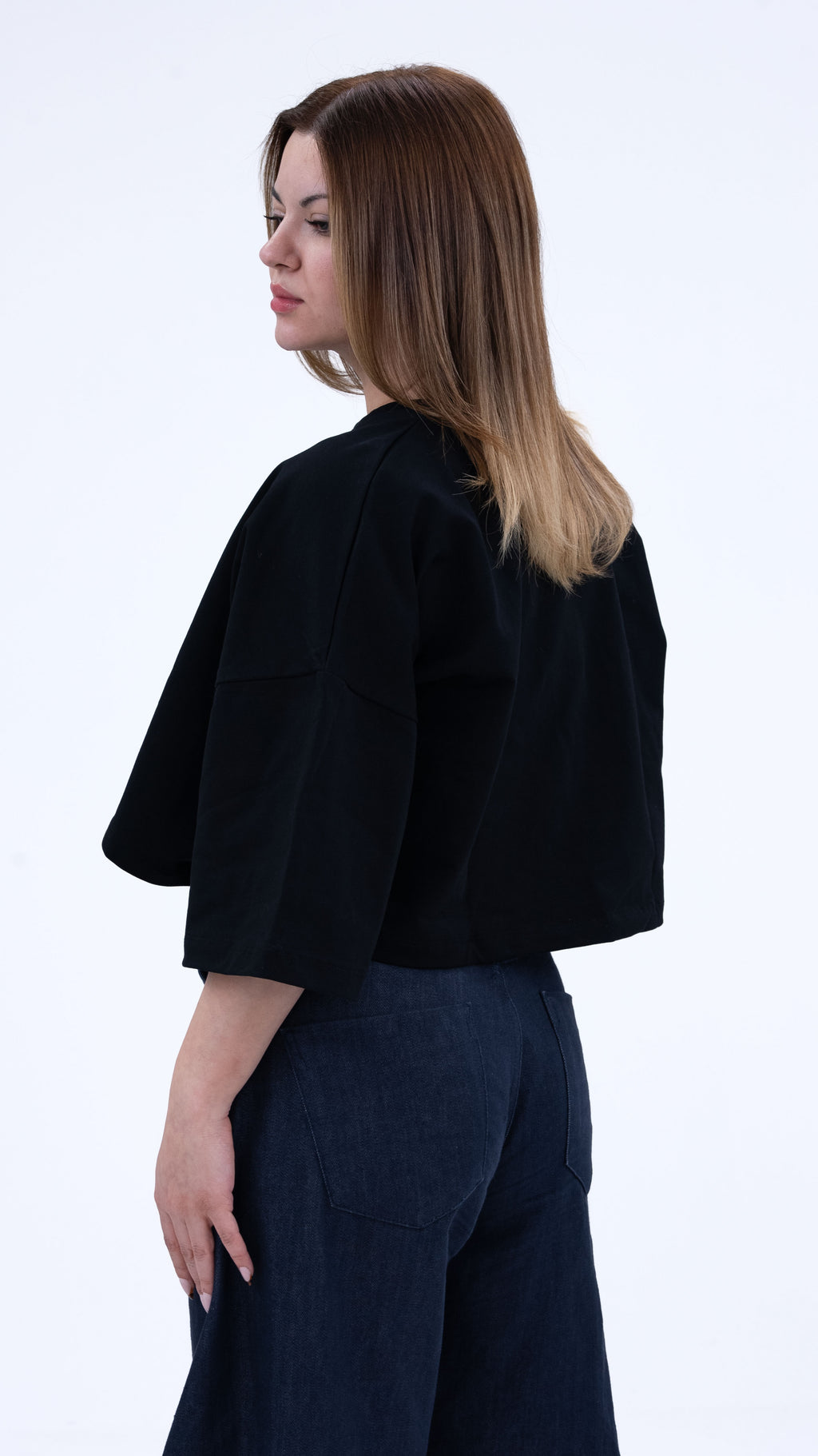 BASS Basic Premium Oversize Crop Siyah