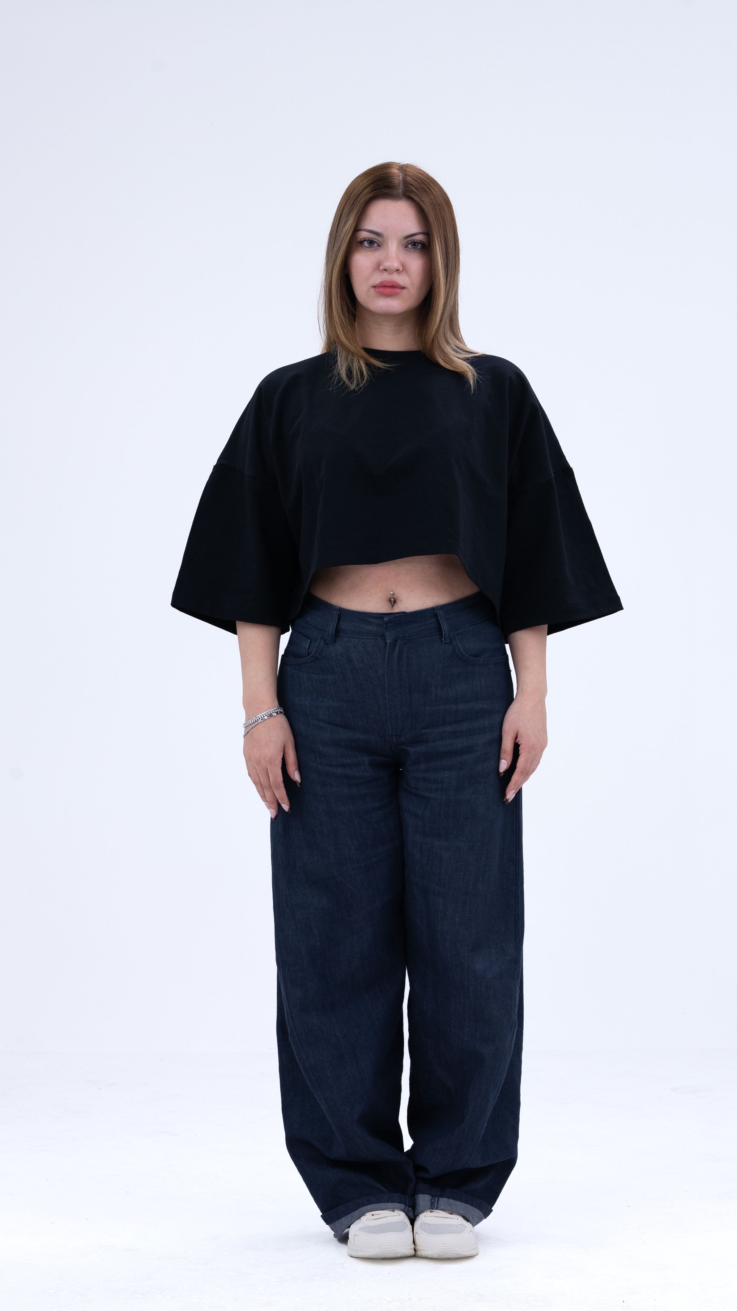 BASS Basic Premium Oversize Crop Siyah